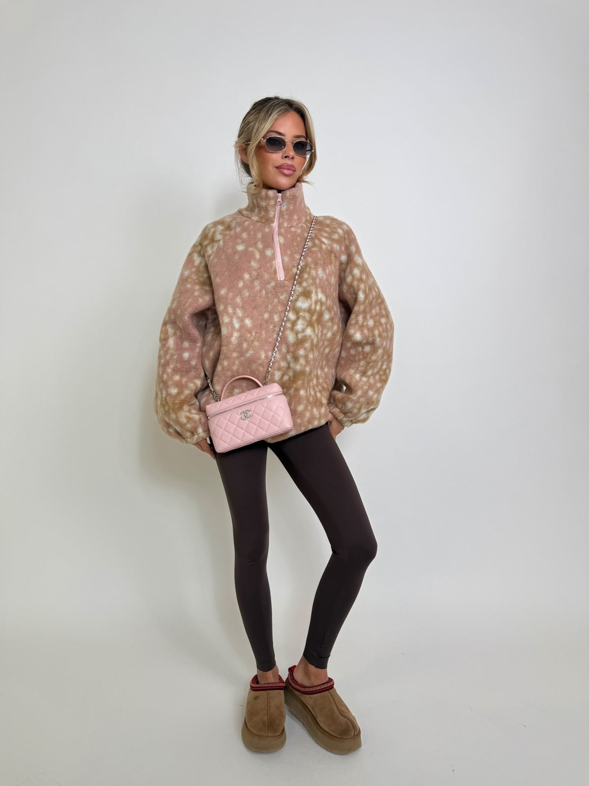 Deer fleece jumper - pink