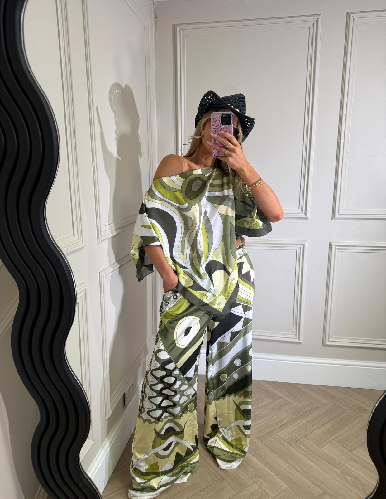 St tropez trouser set - green