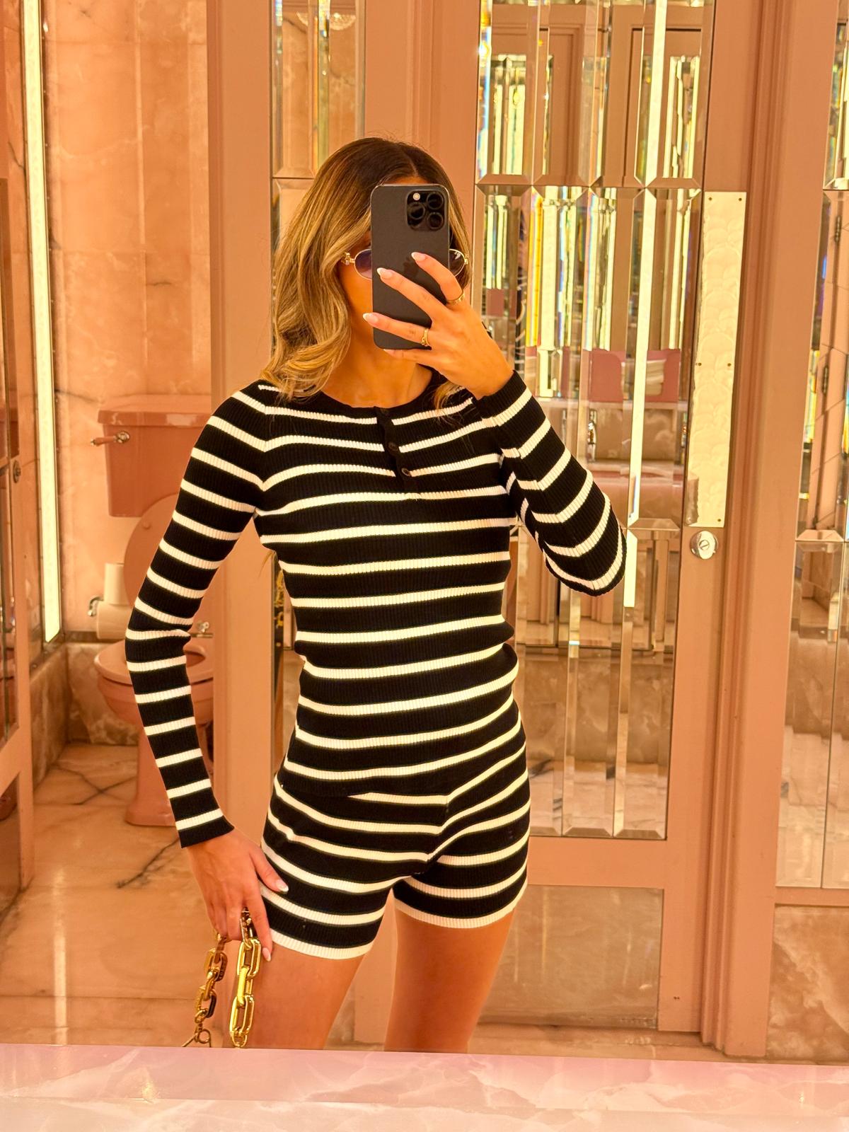 Stripe knit co-ord - black