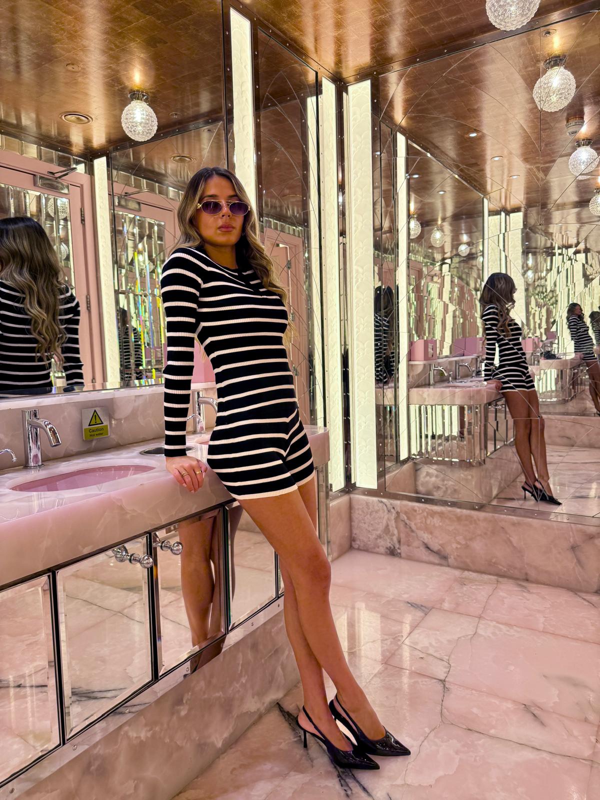 Stripe knit co-ord - black