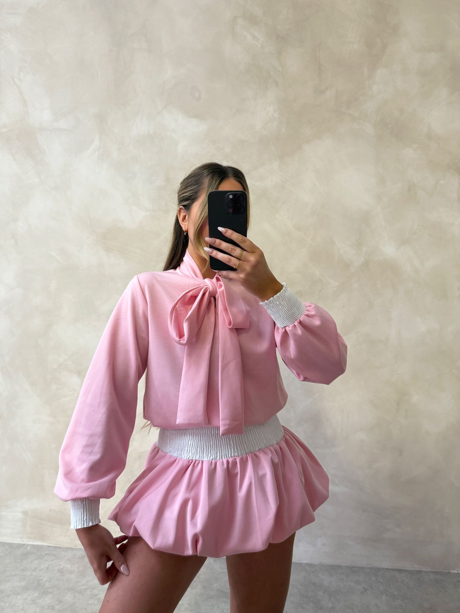 Bow Tie Balloon Short co-ord - pink