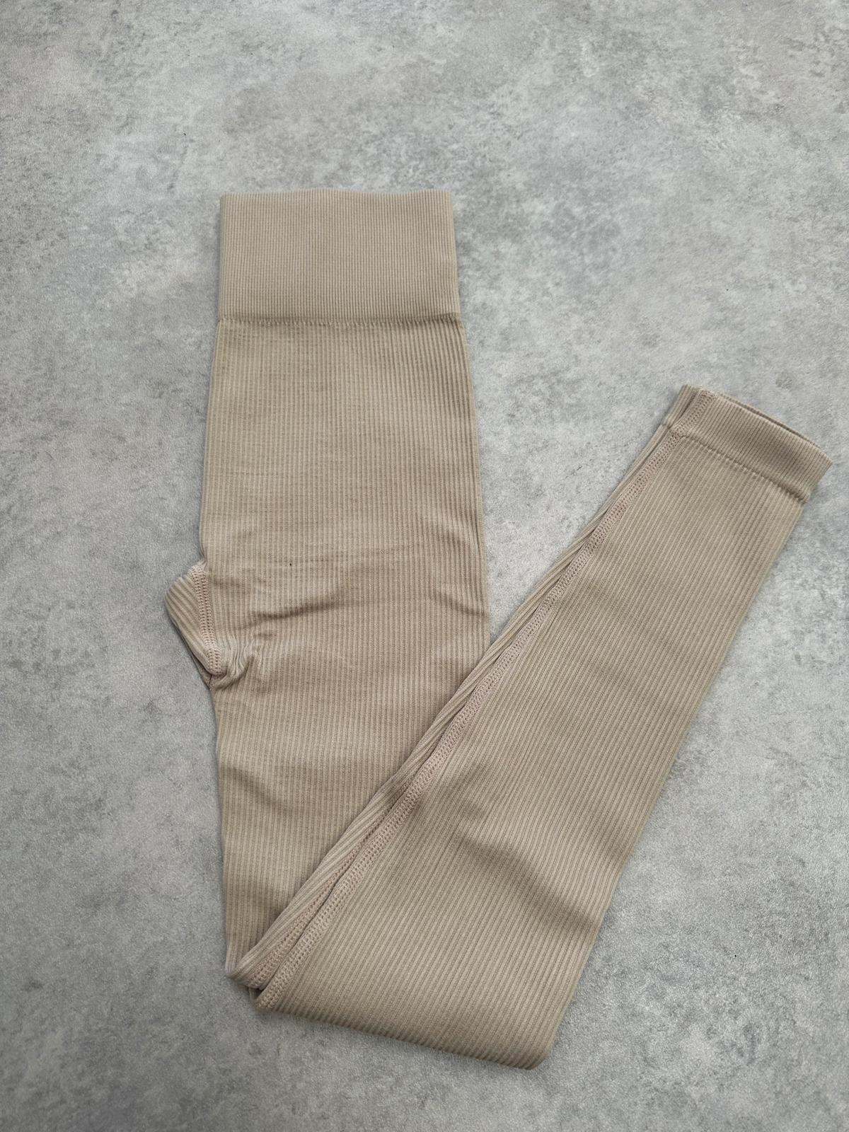 Ribbed leggings - light beige