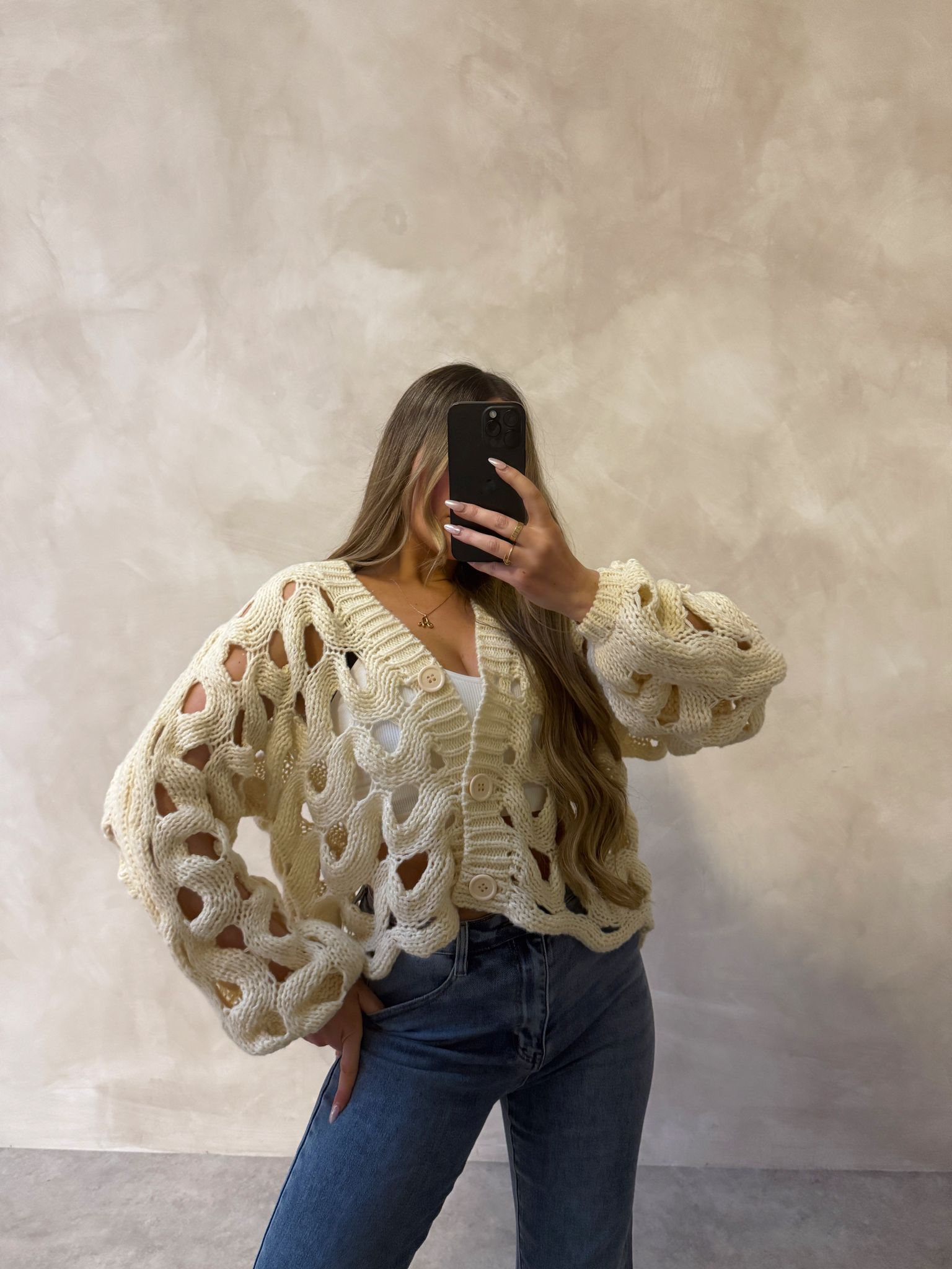 Holey Cardigan - cream