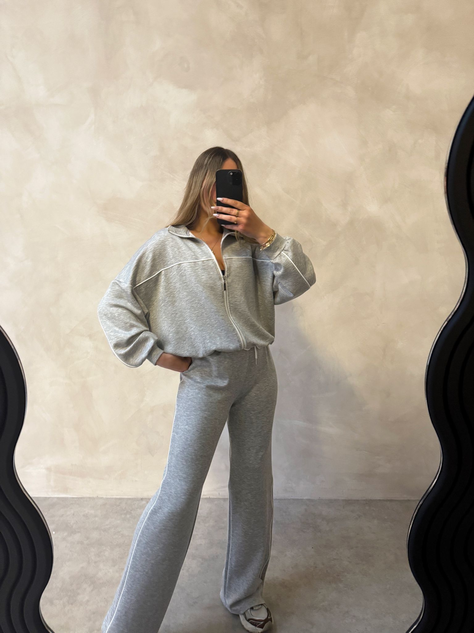 Piping flare leg tracksuit - grey