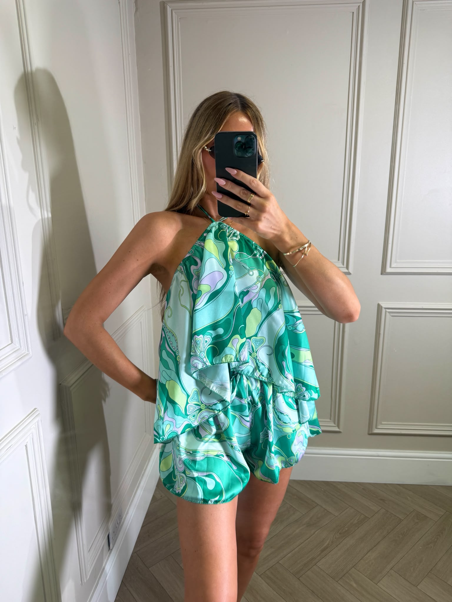 Jasmin print short co-ord - green