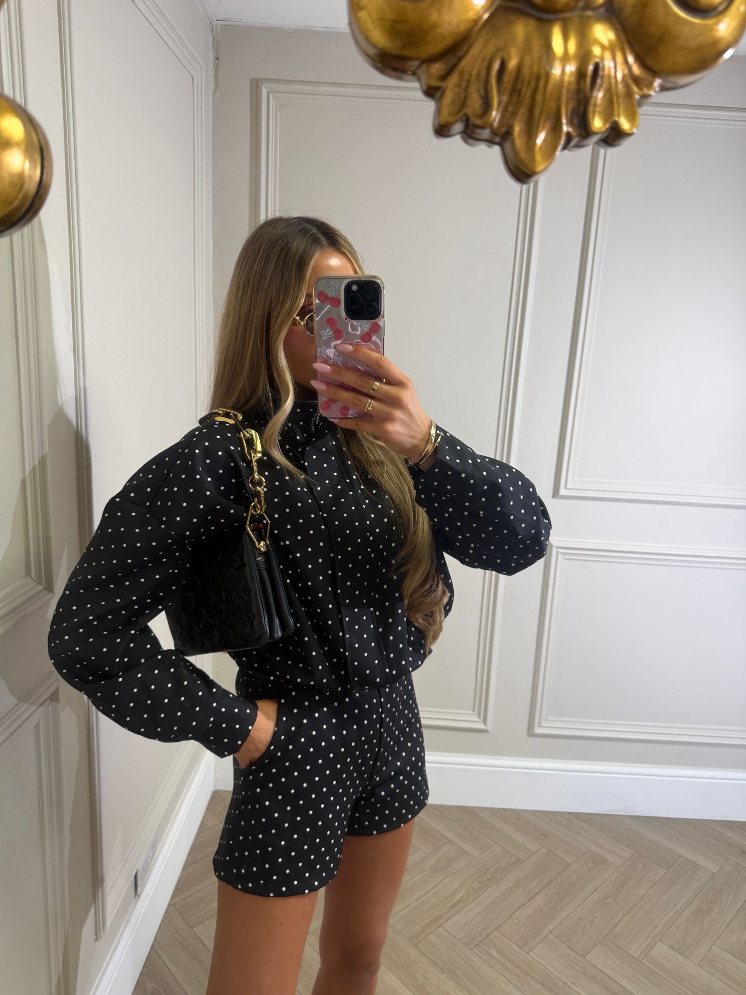 Polka dot jacket set - black PRE ORDER