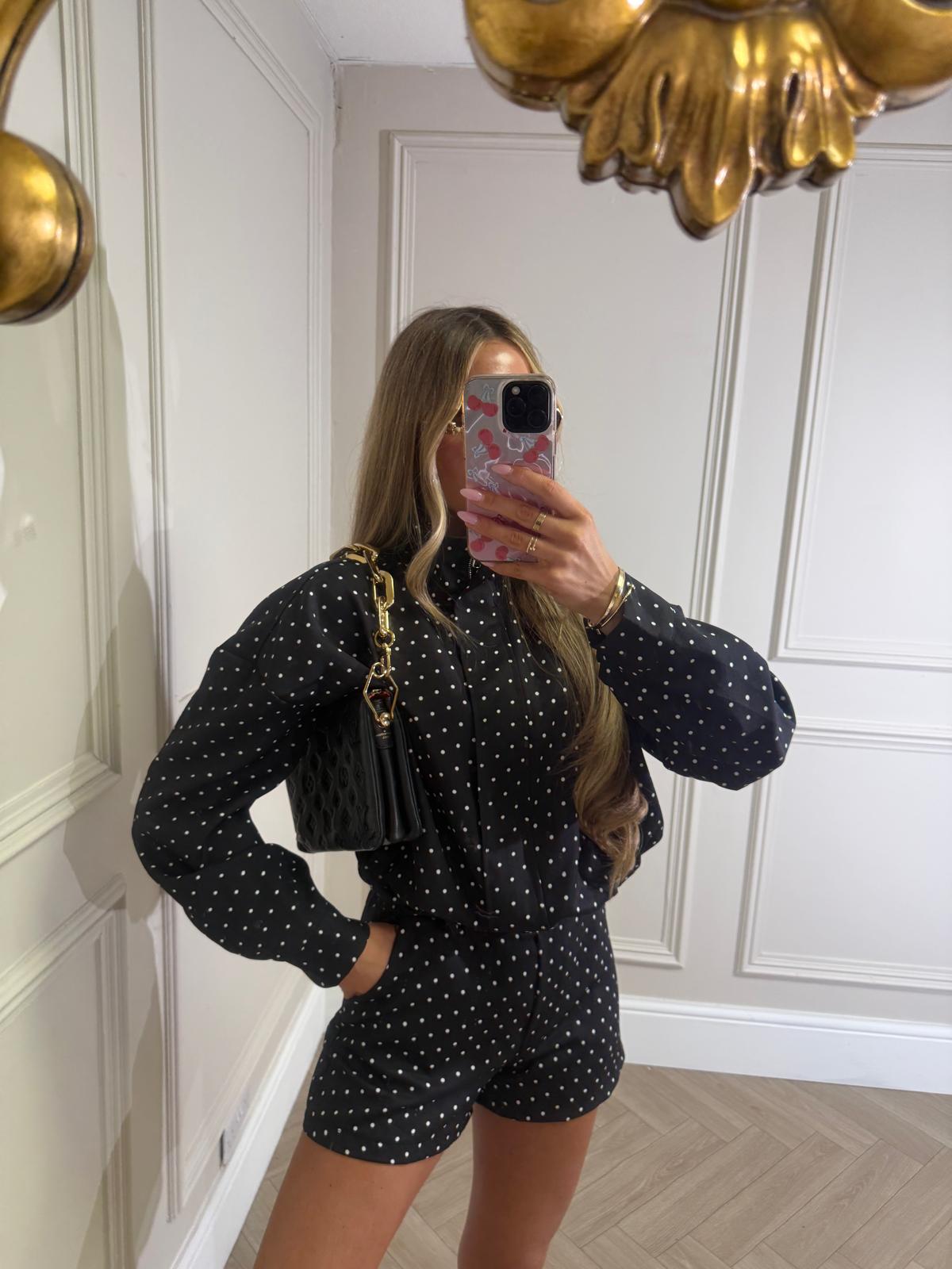 Polka dot jacket set - black PRE ORDER