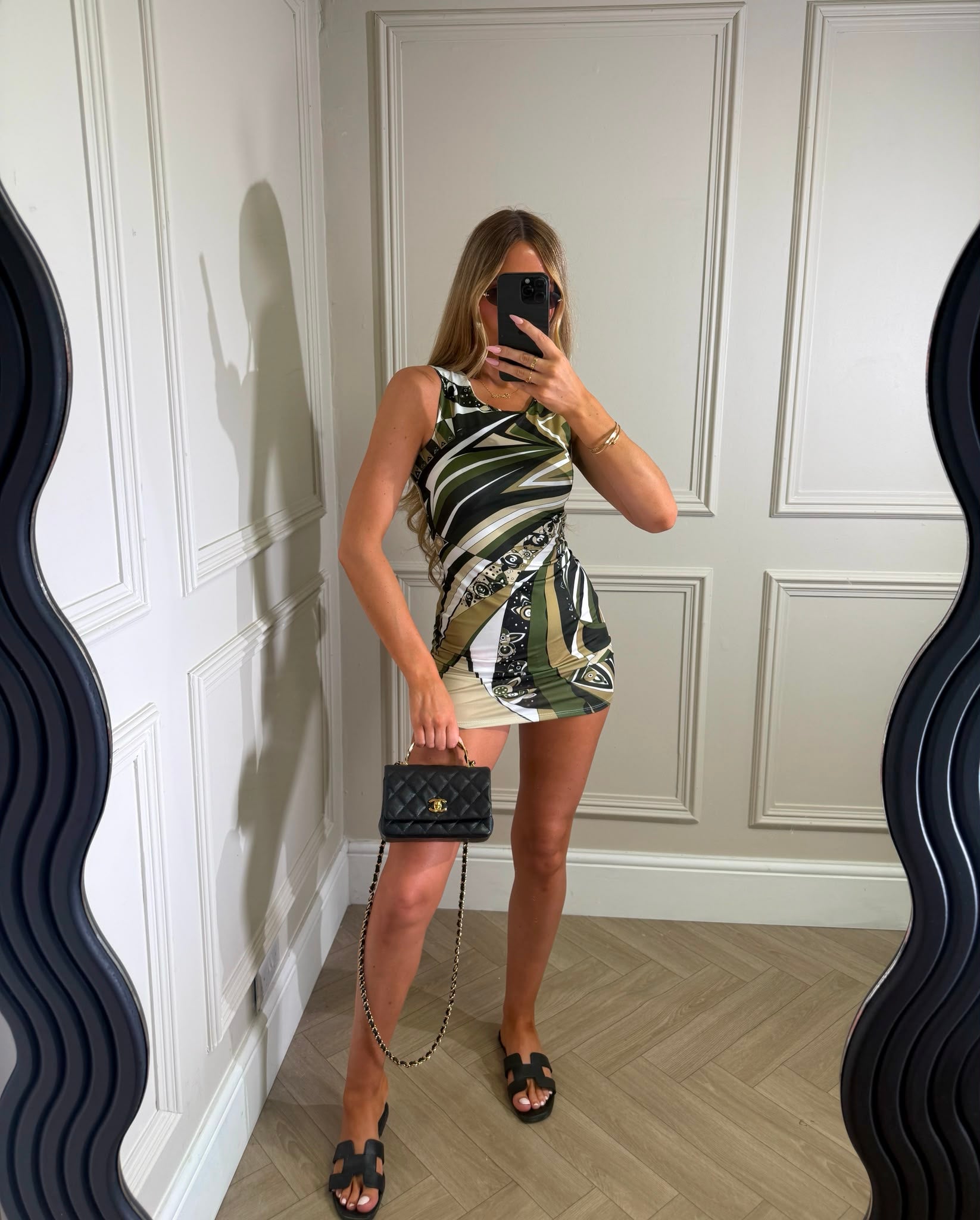 Serafina printed dress - khaki