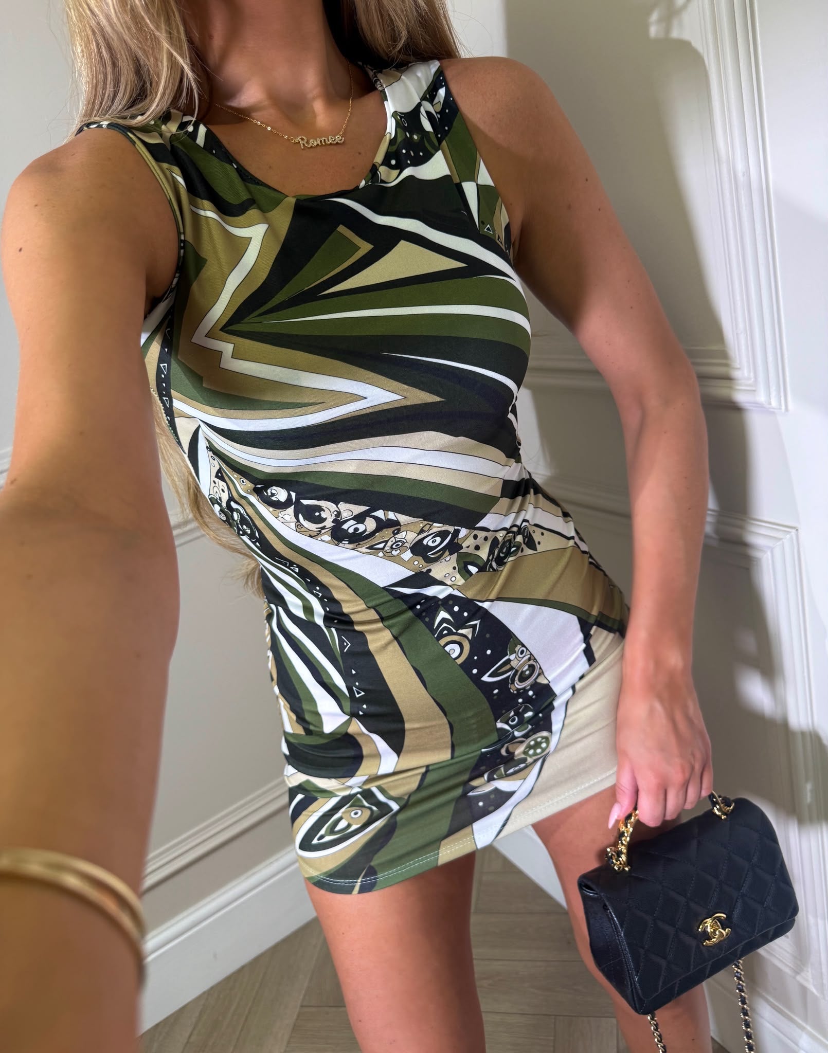 Serafina printed dress - khaki