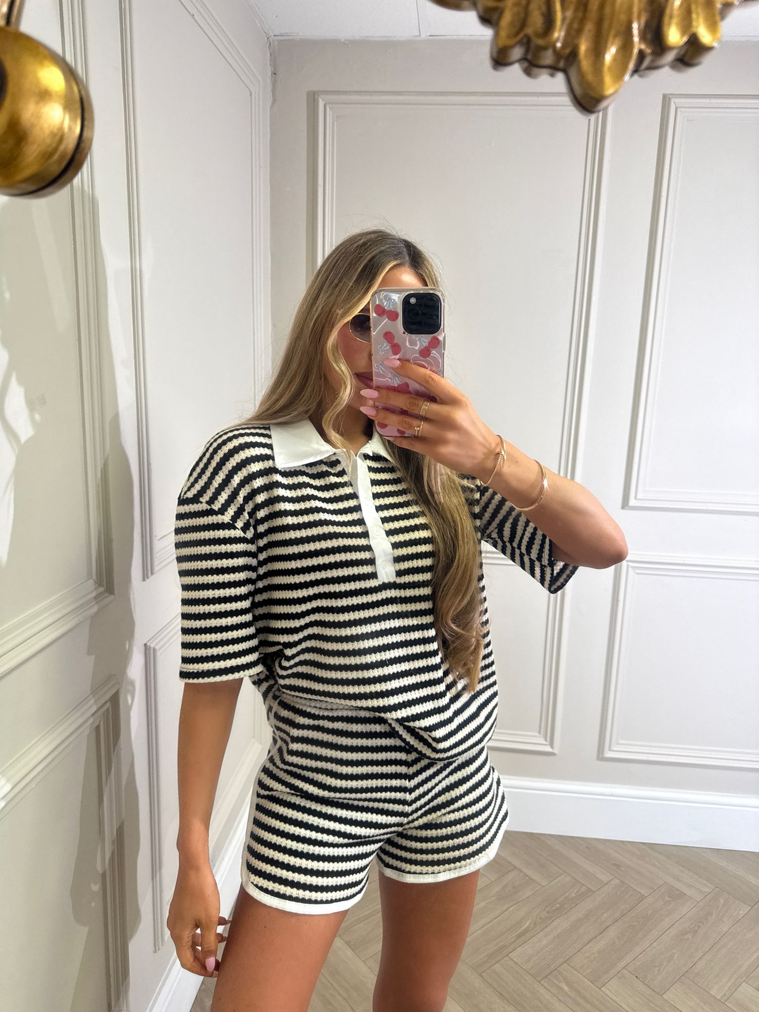 Collar stripe co-ord - black