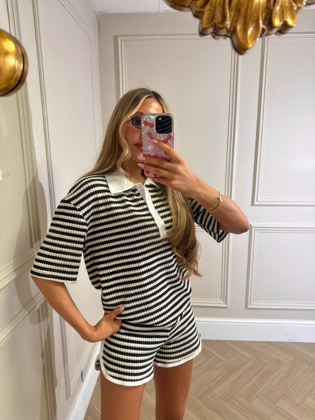 Collar stripe co-ord - black