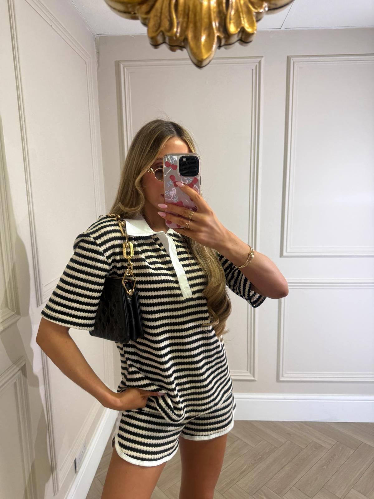 Collar stripe co-ord - black