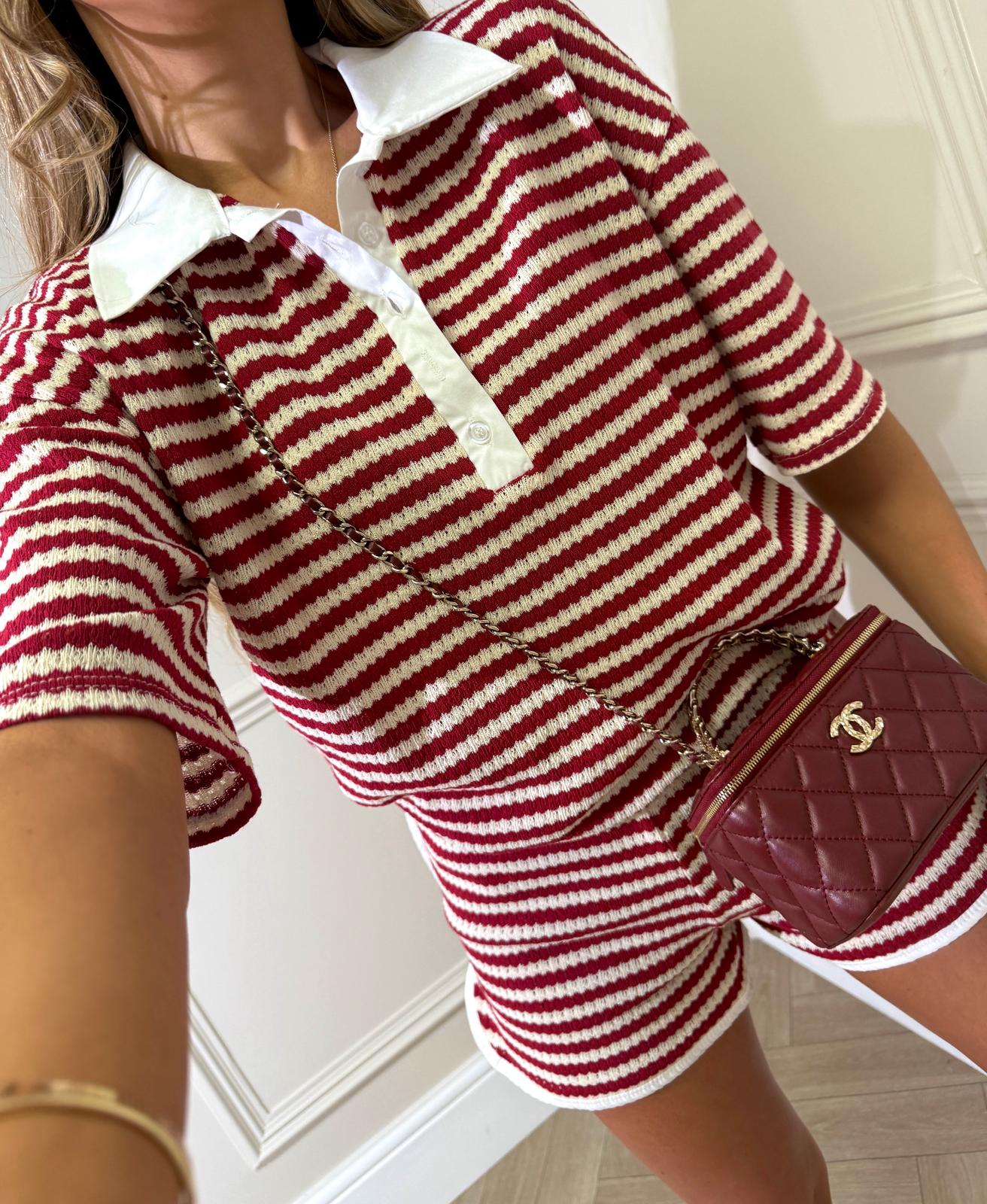 Collar stripe co-ord - red