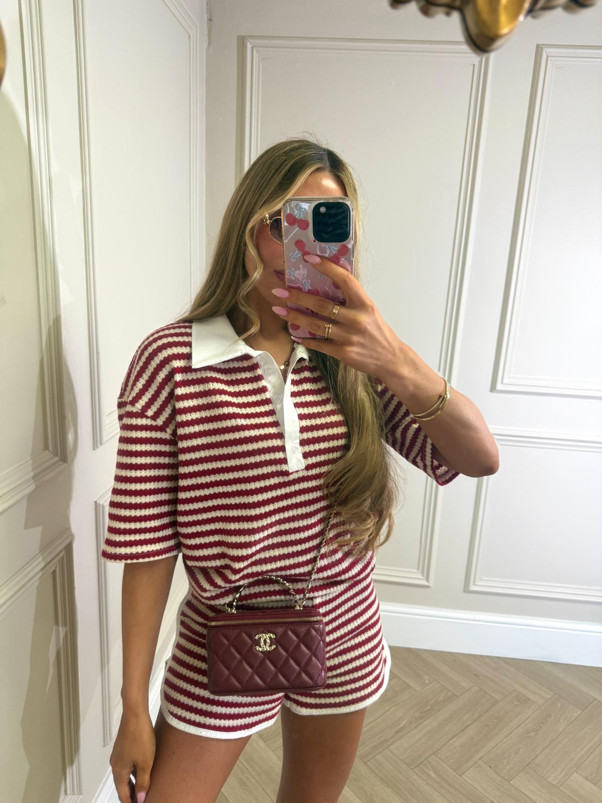 Collar stripe co-ord - red