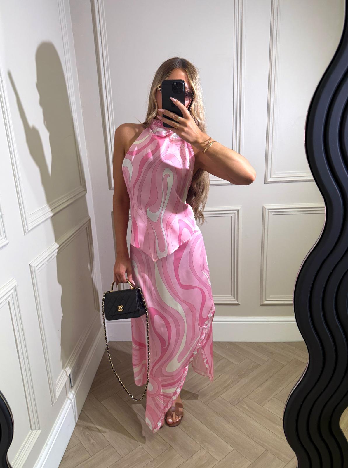 MIDI print skirt set - pink