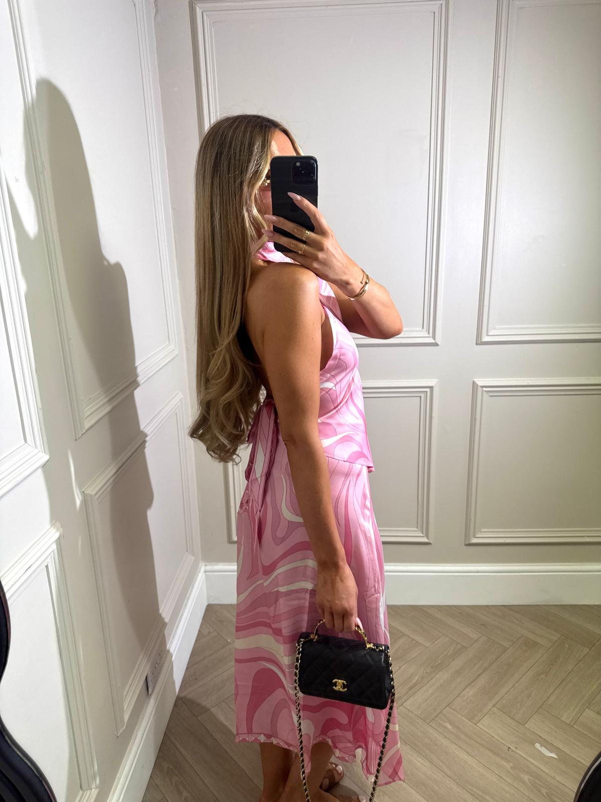 MIDI print skirt set - pink