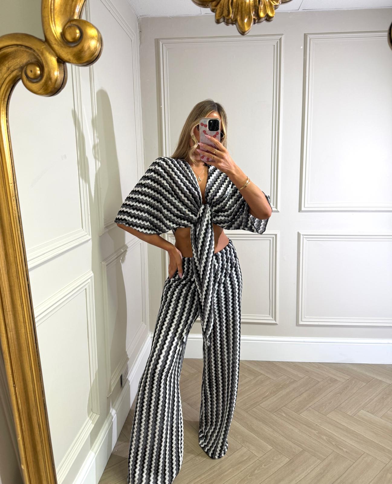 Zig zag knit two piece - black