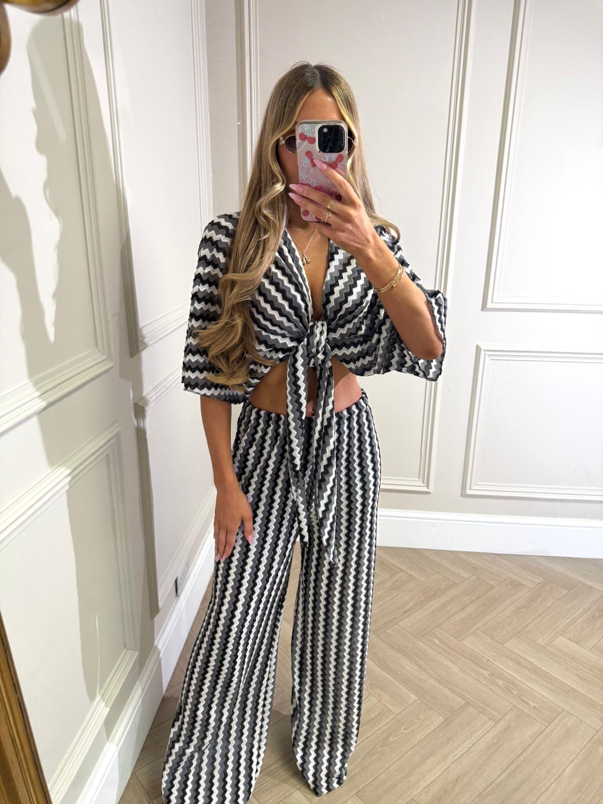 Zig zag knit two piece - black