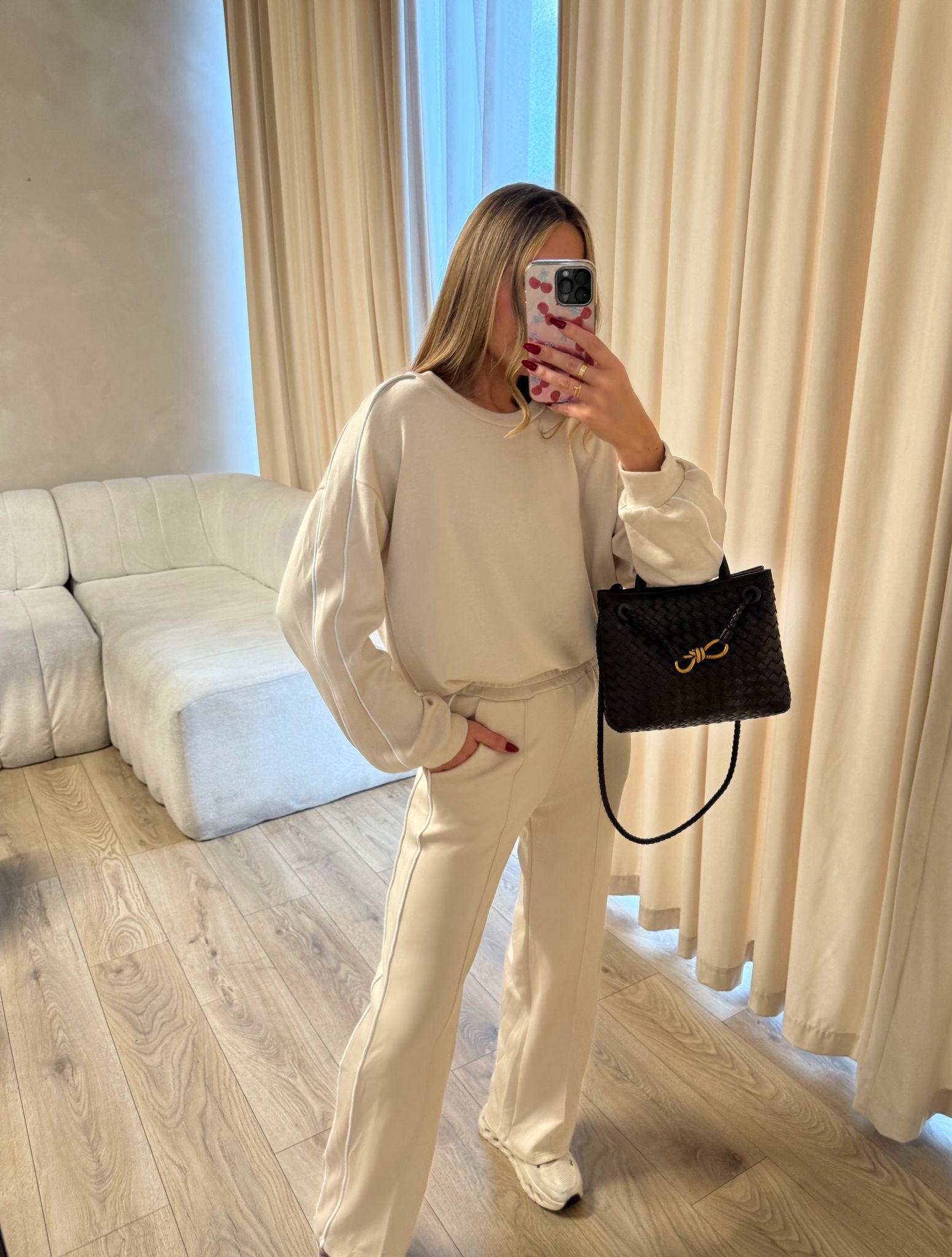 Stripe side tracksuit - beige