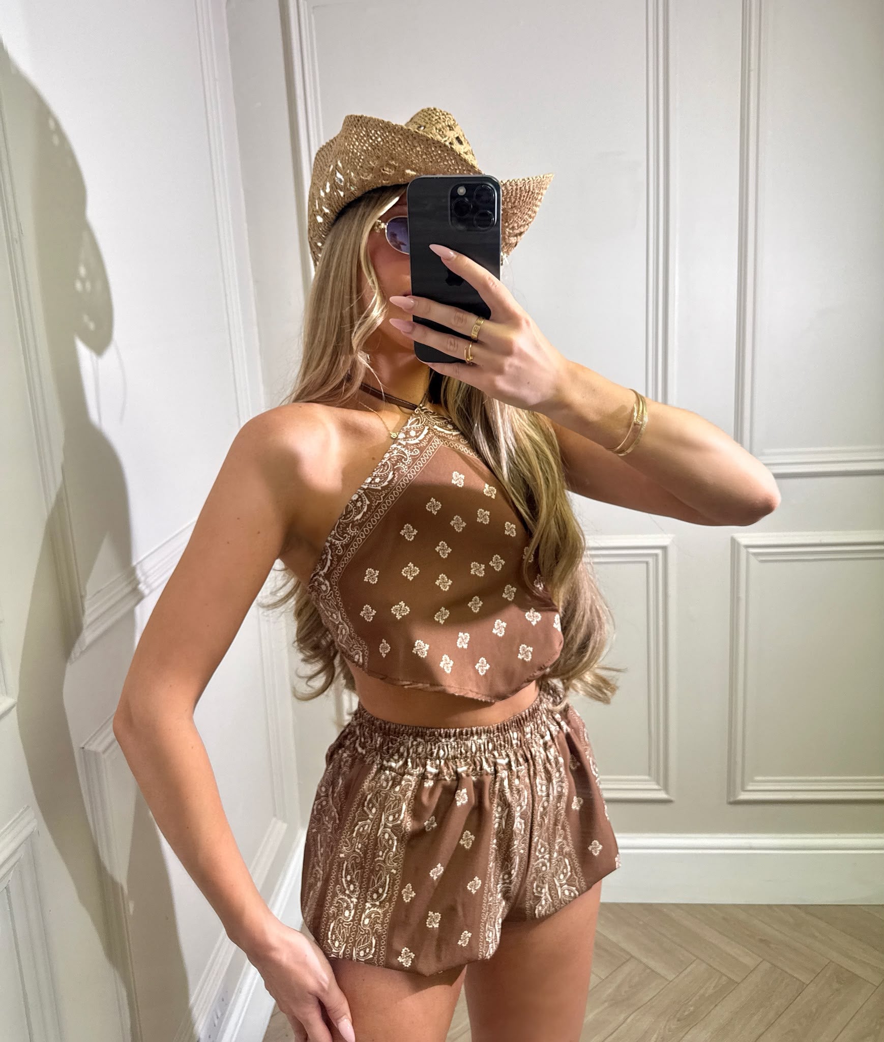 Short set bandana print - camel