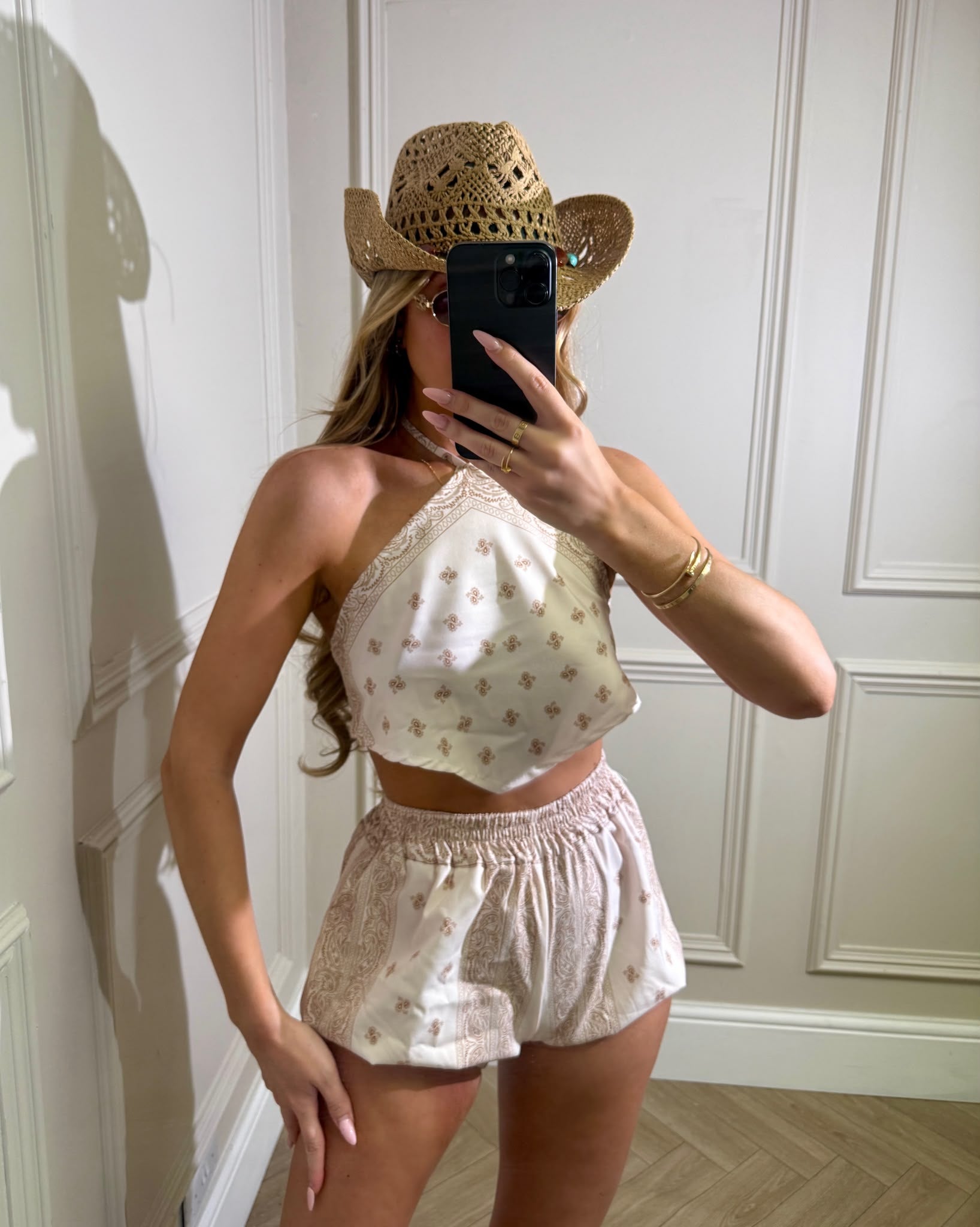 Short set bandana print - beige
