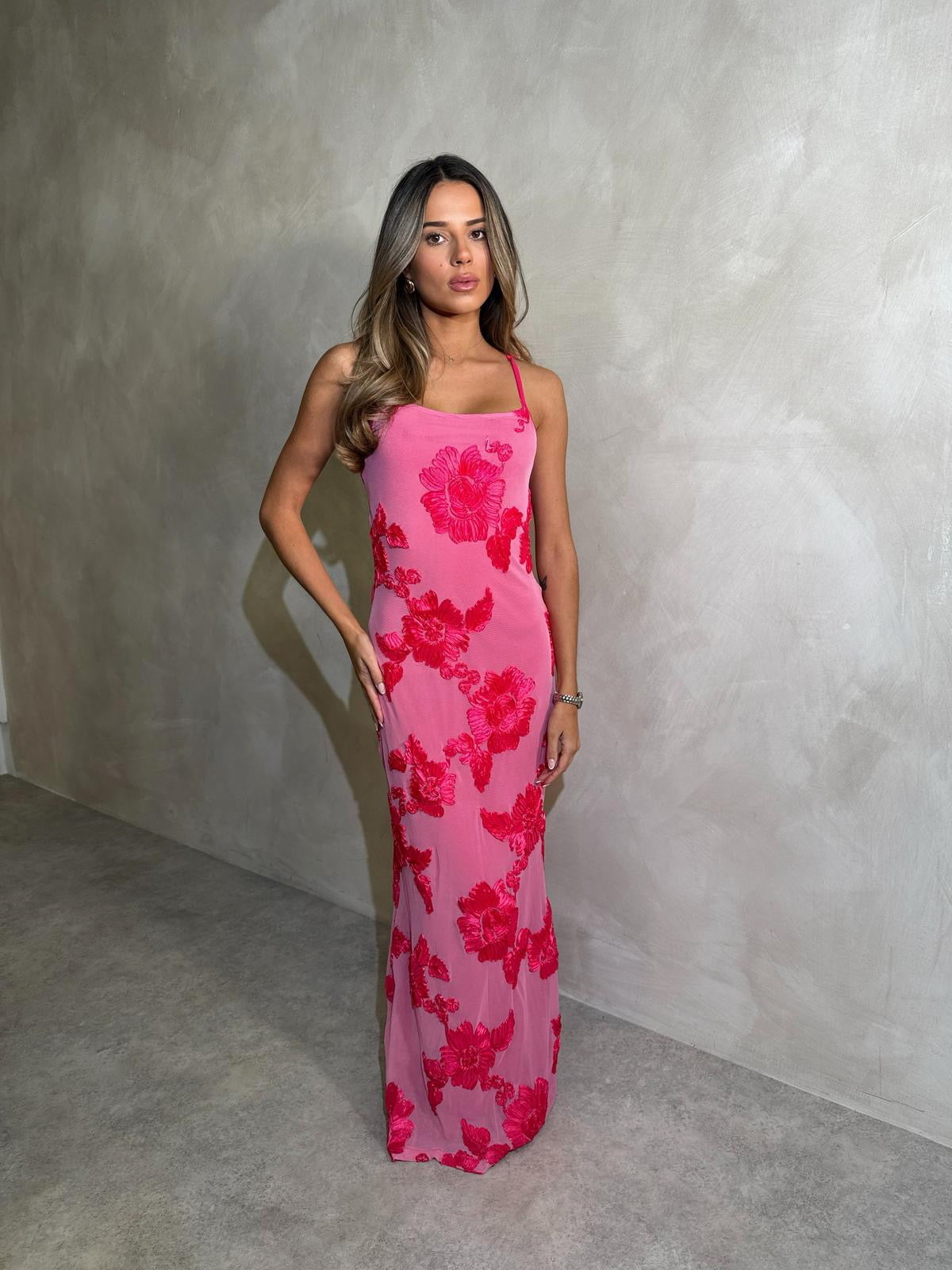 Flower maxi dress - pink