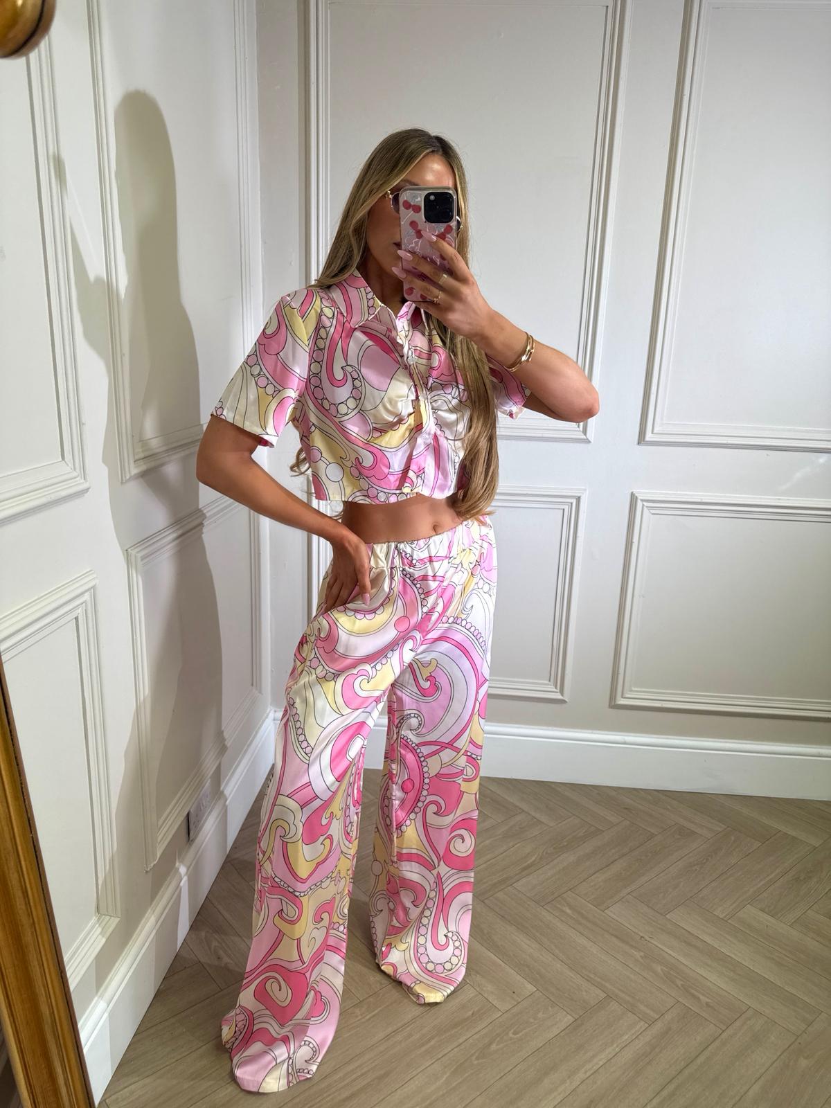 Candice shirt and trouser co-ord - pink