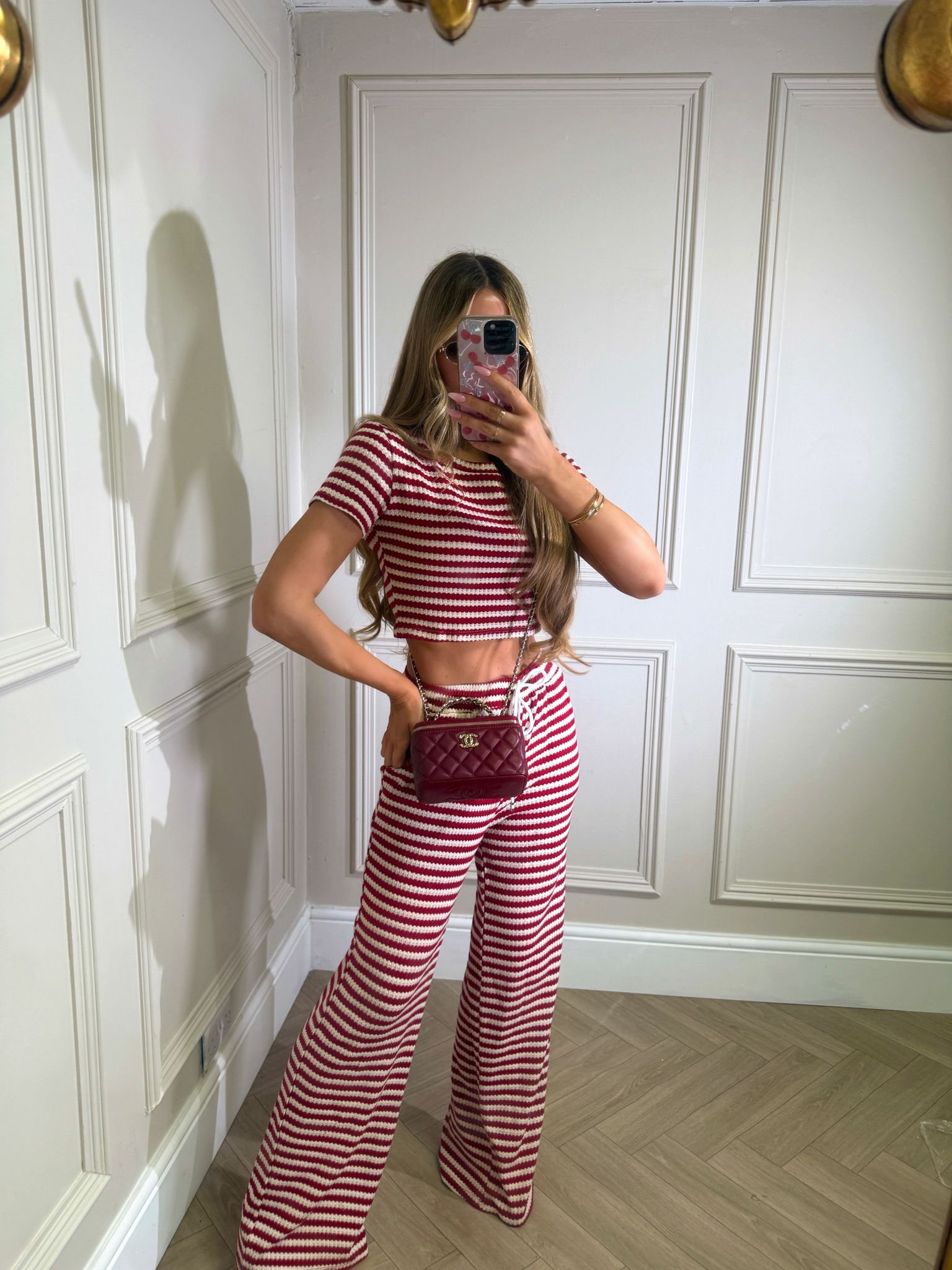 Ruby stripe trouser set - red