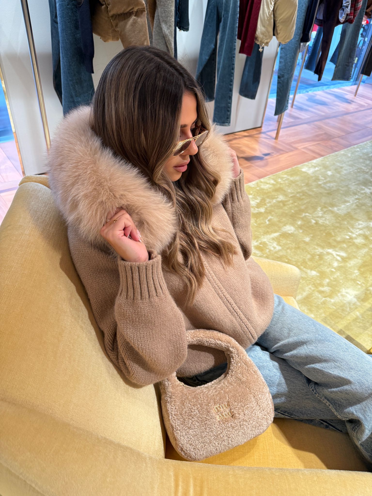 Luxury Fur Cardigan Jacket - beige PRE ORDER