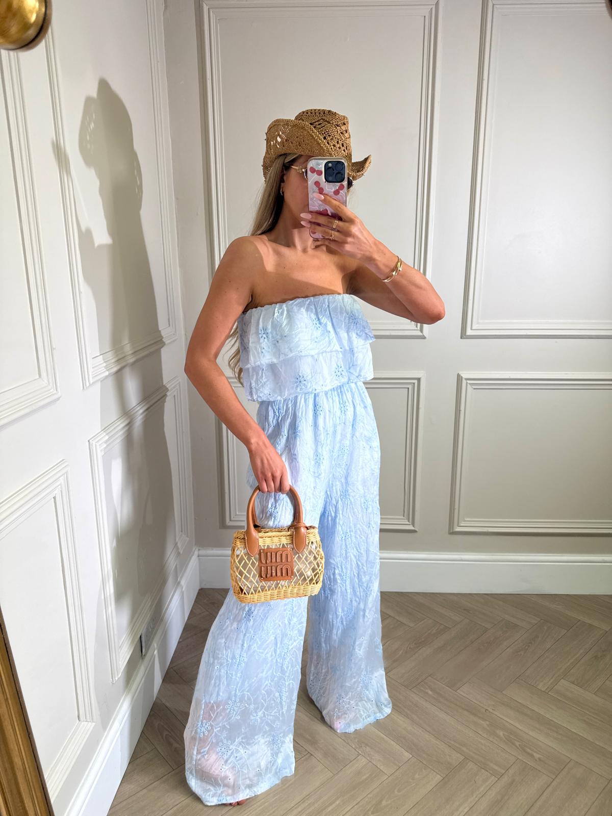 Broiderie Jumpsuit - blue