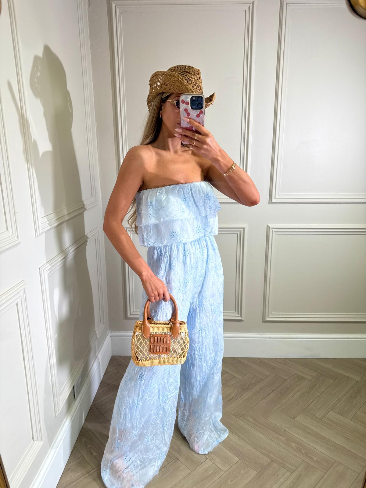 Broiderie Jumpsuit - blue