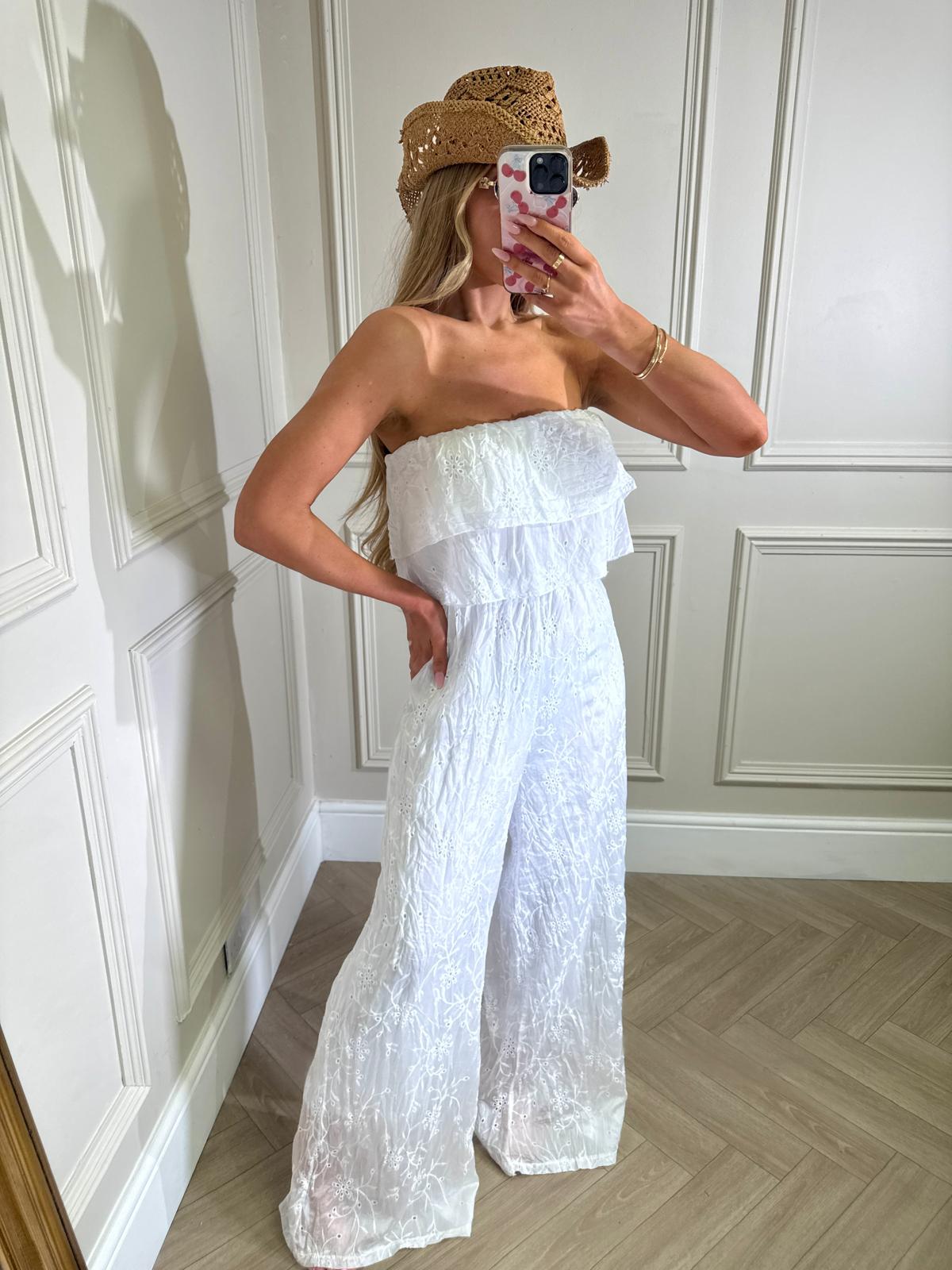 Broiderie Jumpsuit - white