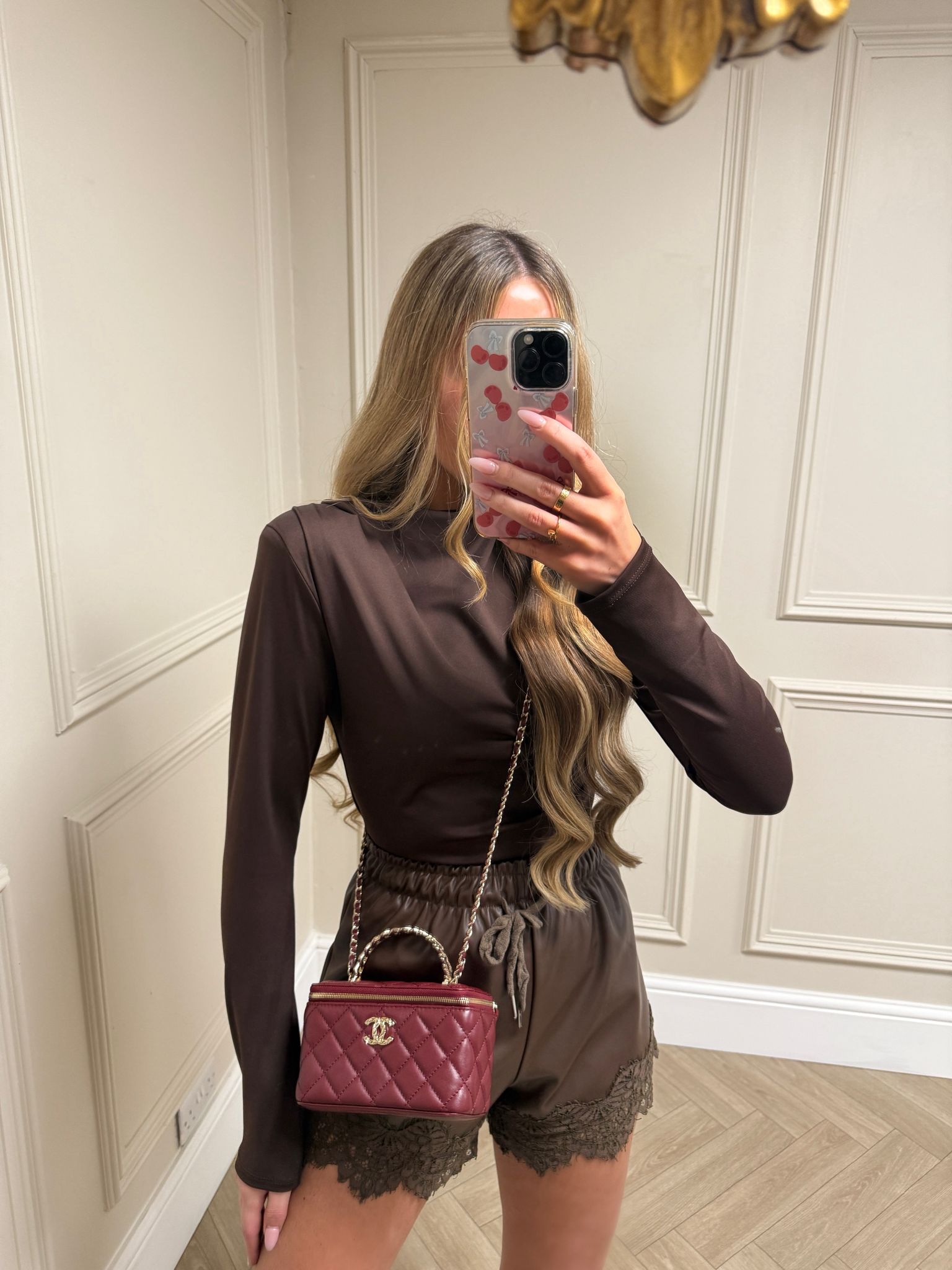 Structured shoulder top - brown