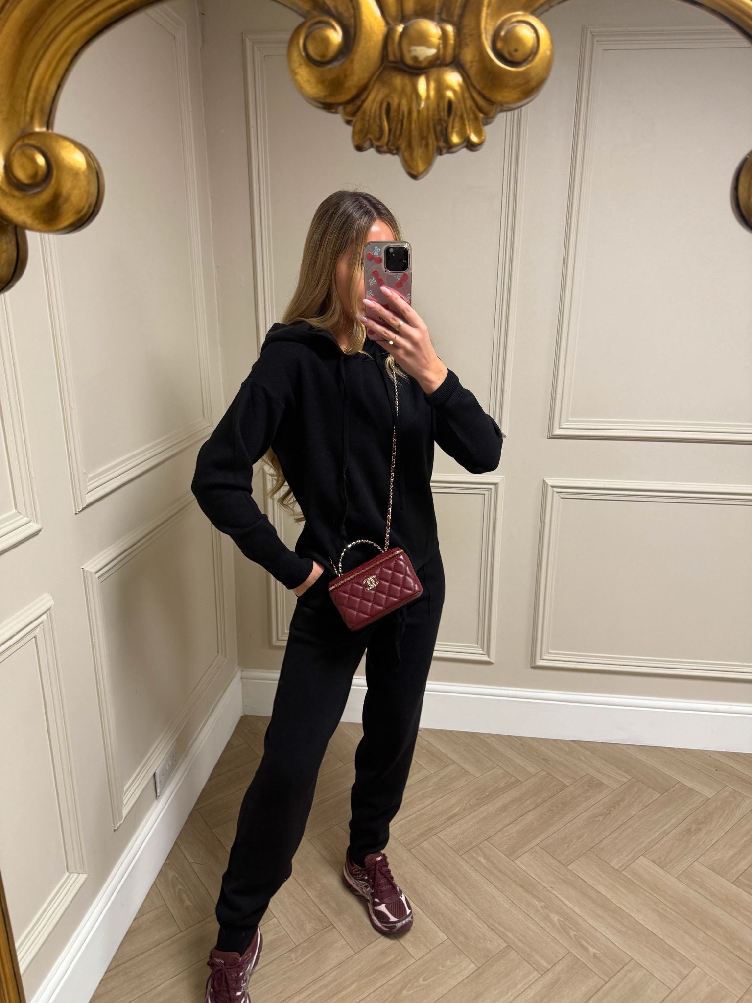 Knit hoodie lounge set - black