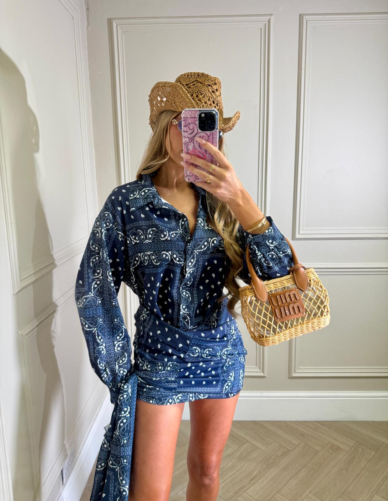 Bandana wrap co-ord - navy
