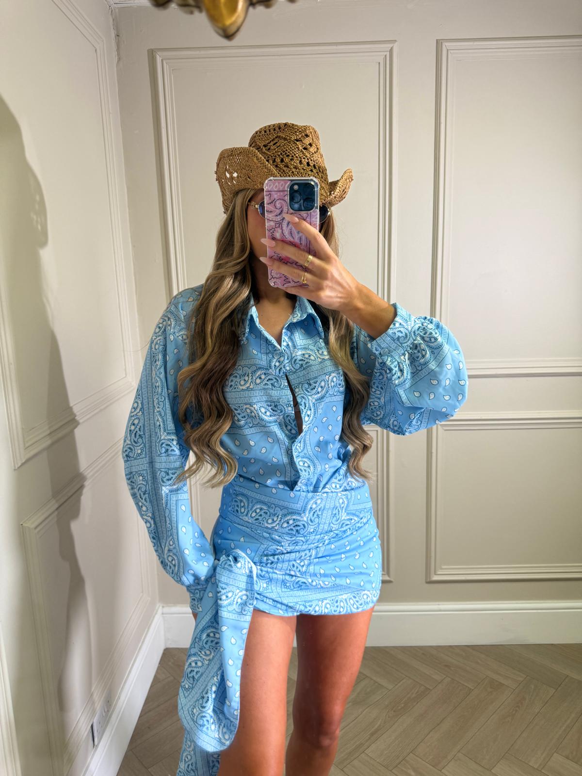 Bandana wrap co-ord - blue