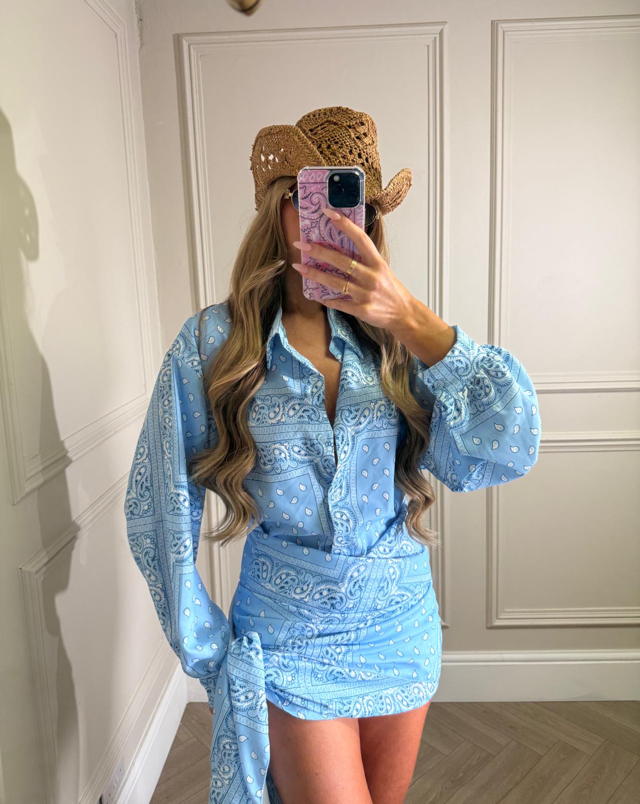 Bandana wrap co-ord - blue