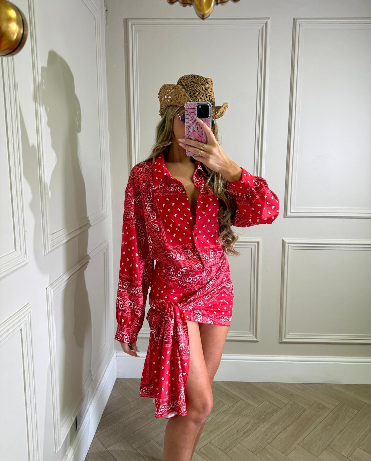 Bandana wrap co-ord - red