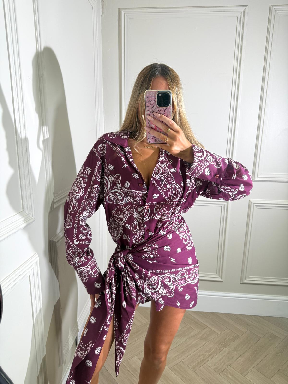 Wrap bandana co-ord - burgundy