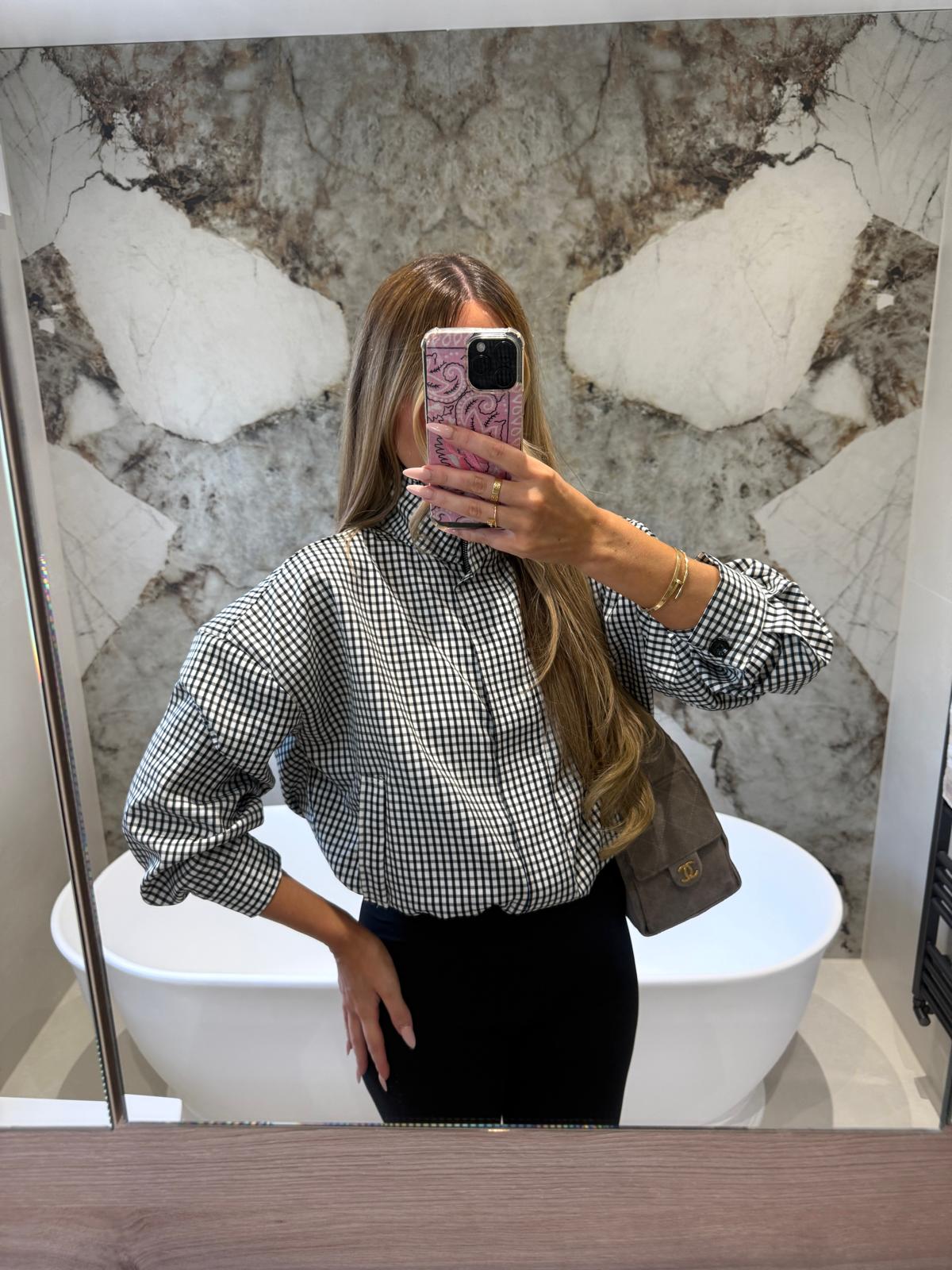 Gingham Jacket - black