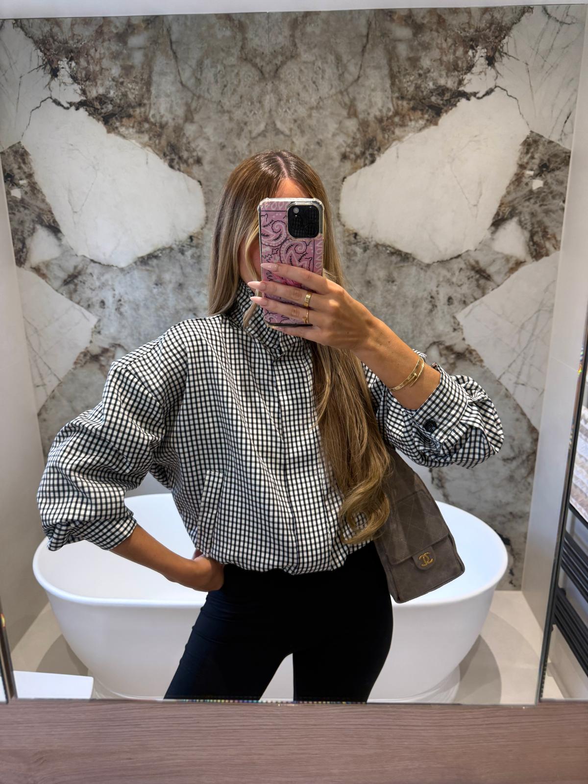 Gingham Jacket - black