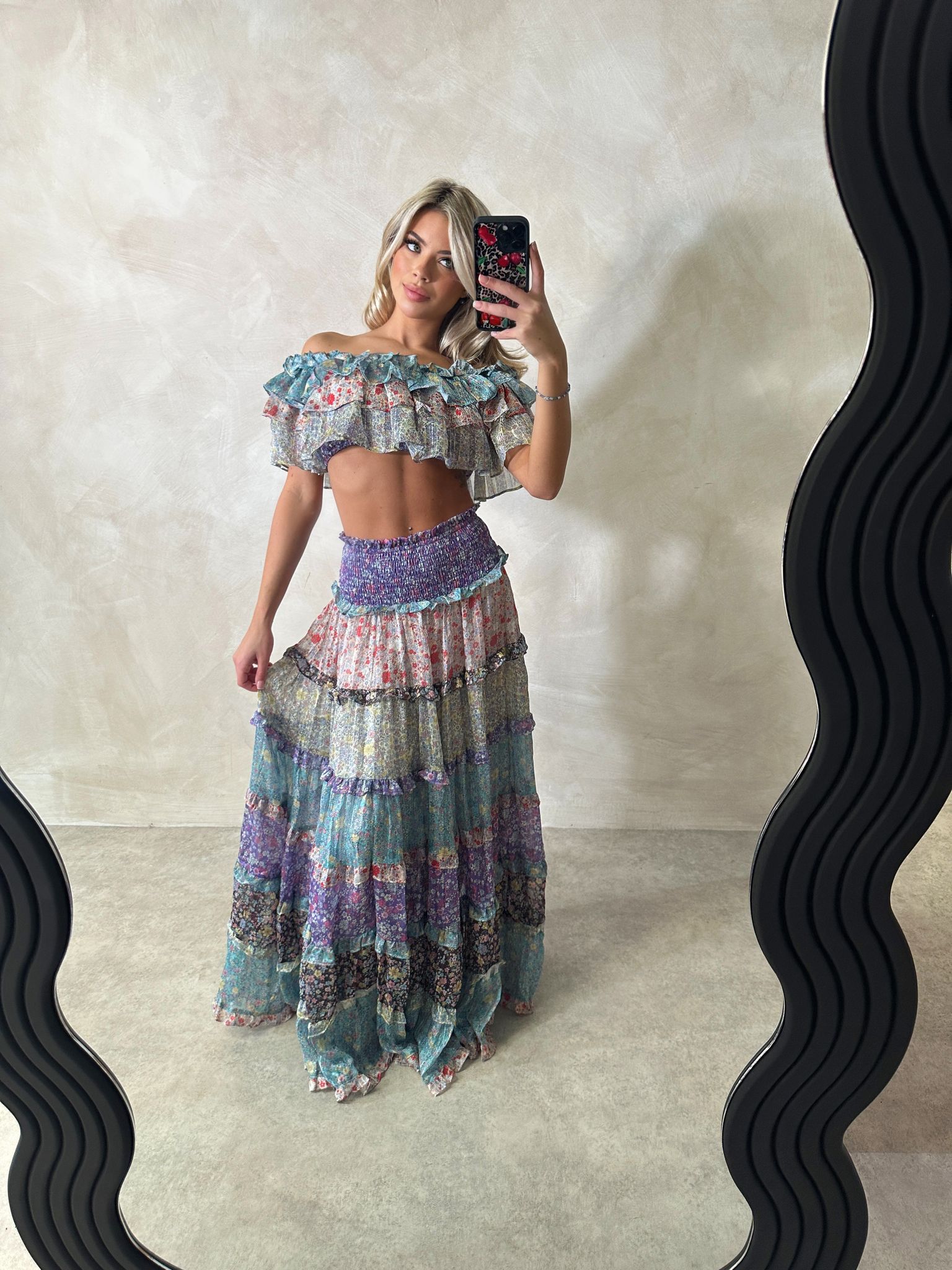 Boho skirt with matching top - purple