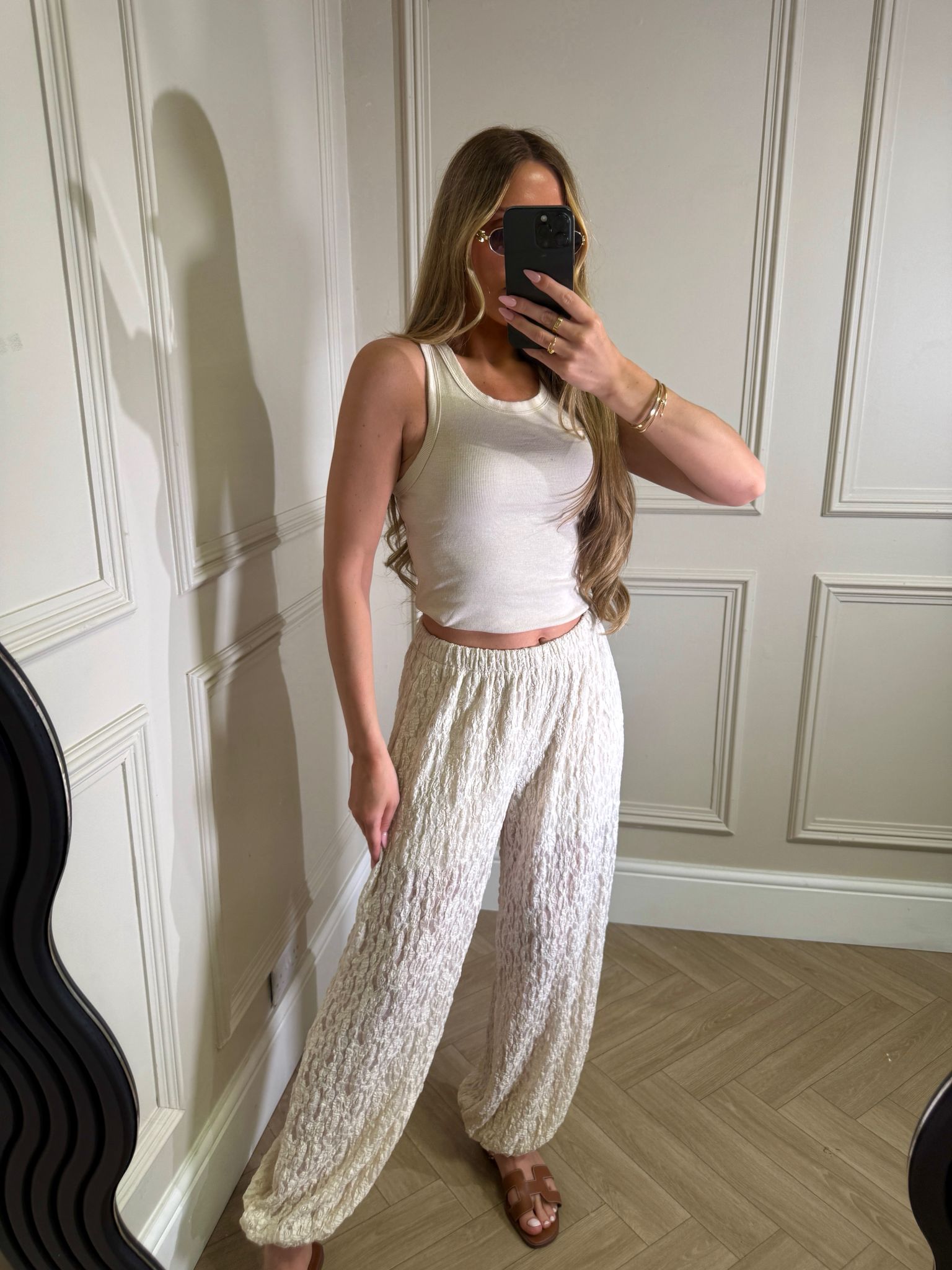 Lace harem trousers - beige