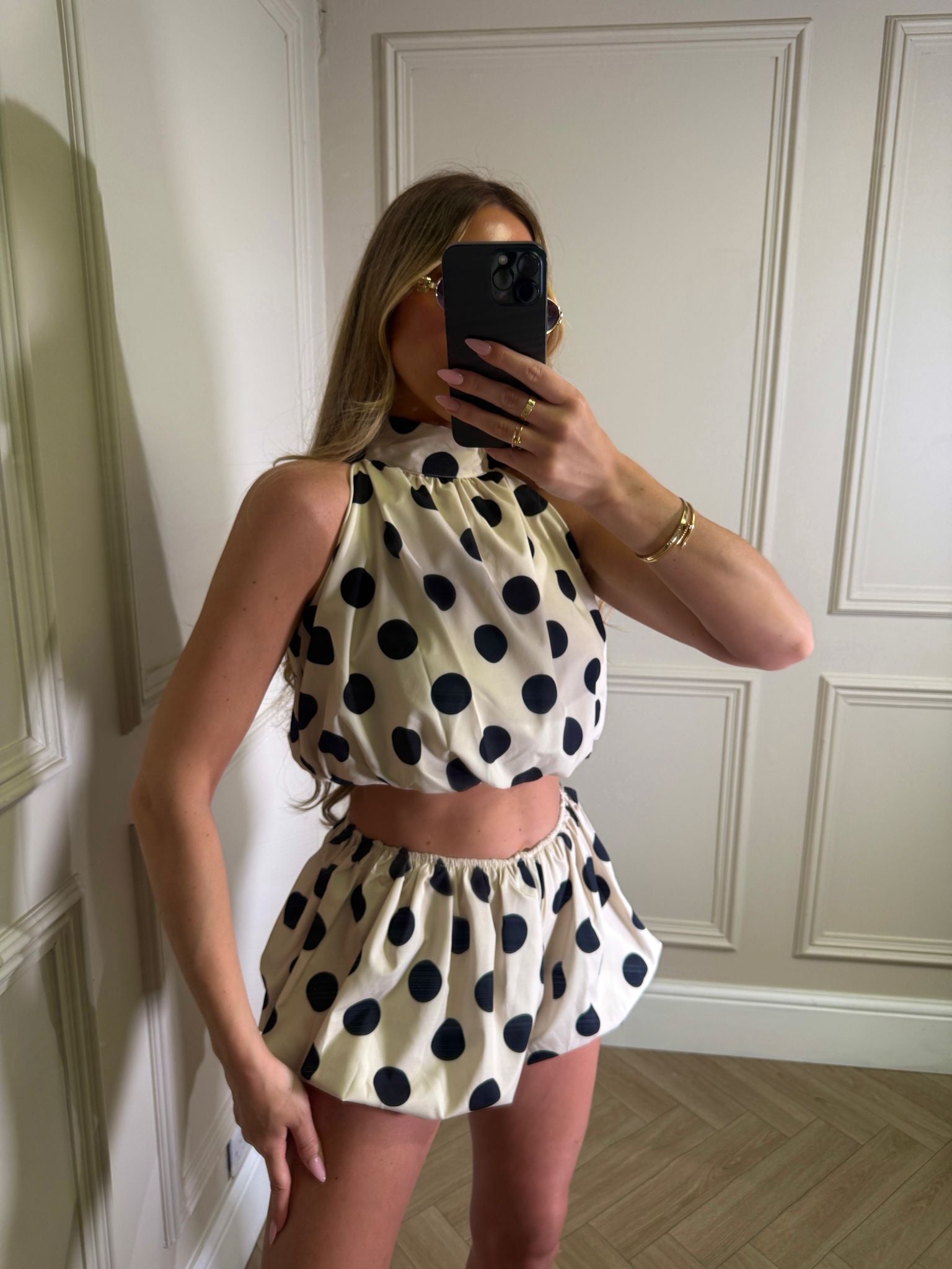 Dottie balloon short set - beige