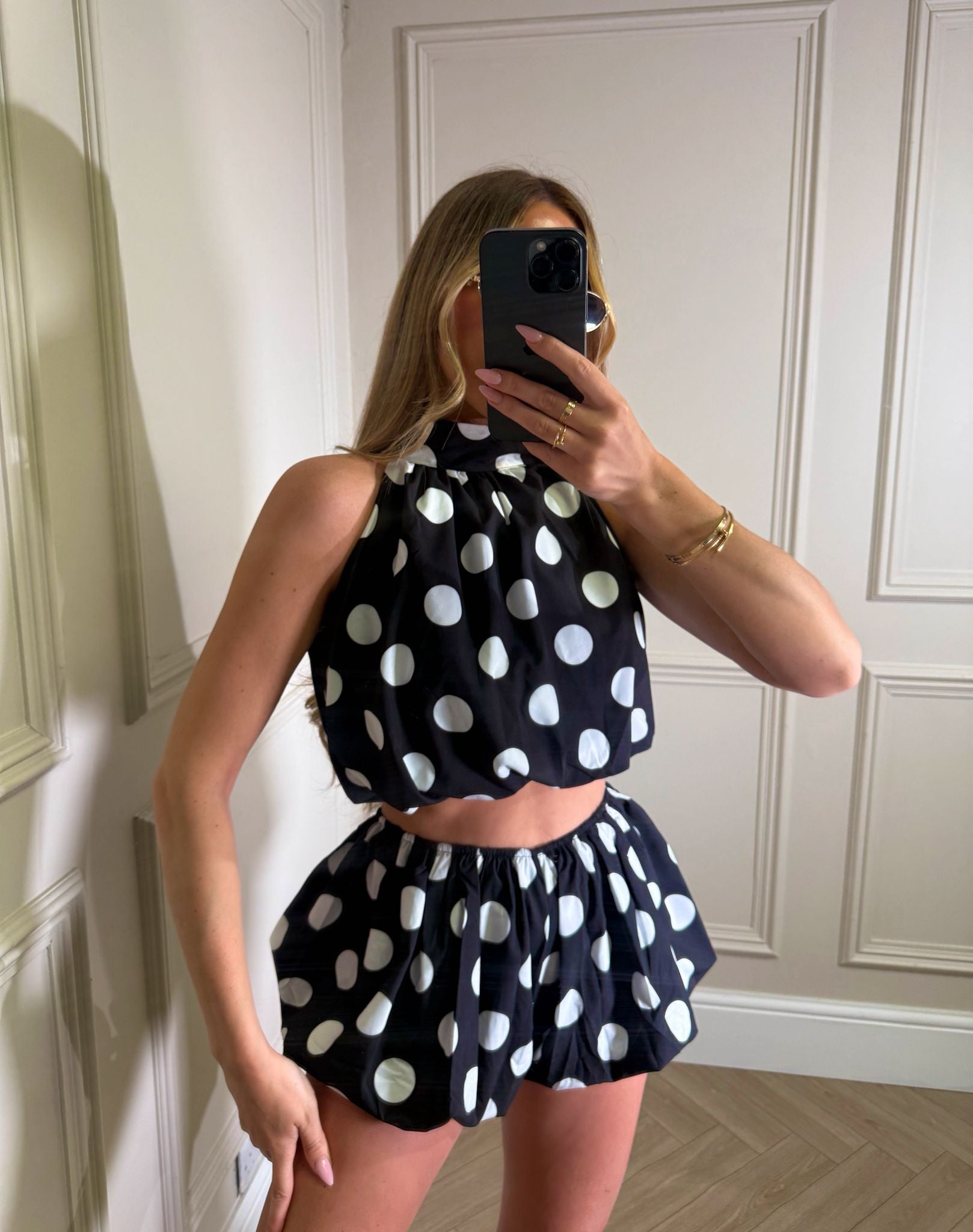 Dottie balloon short set - black