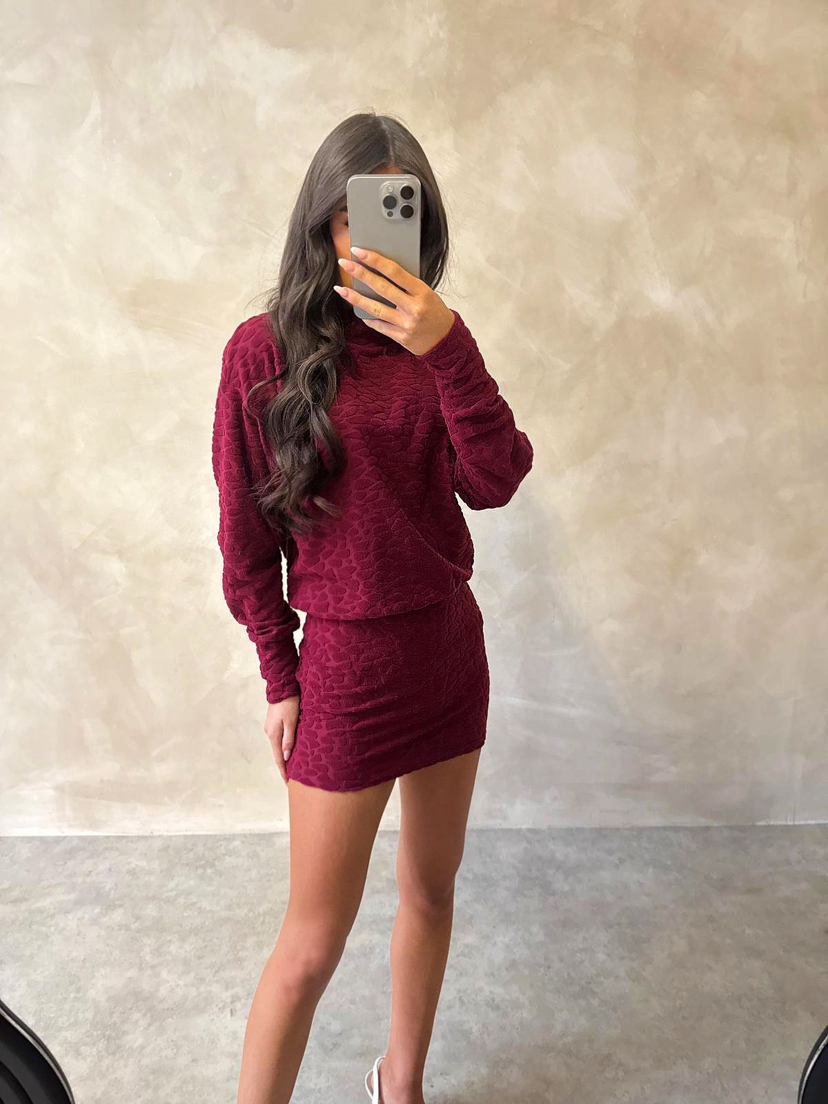 Towelling animal dress - burgundy