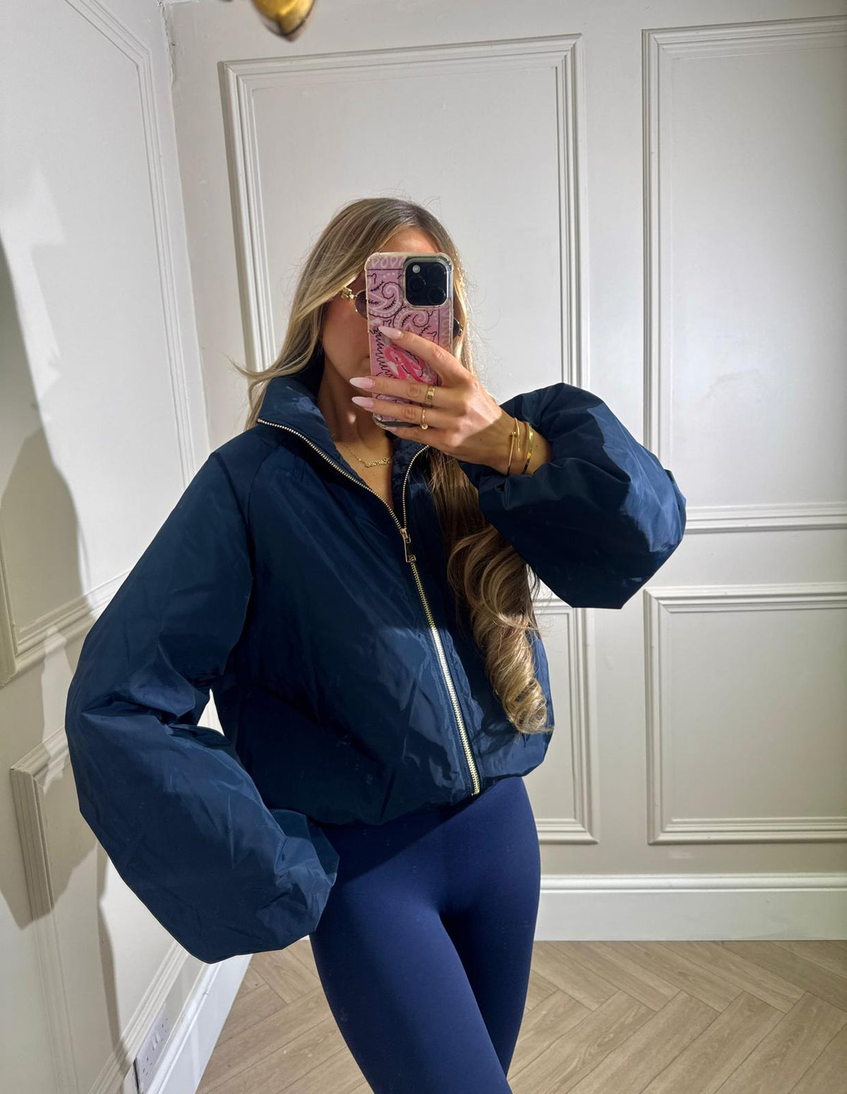Gold zip jacket - navy