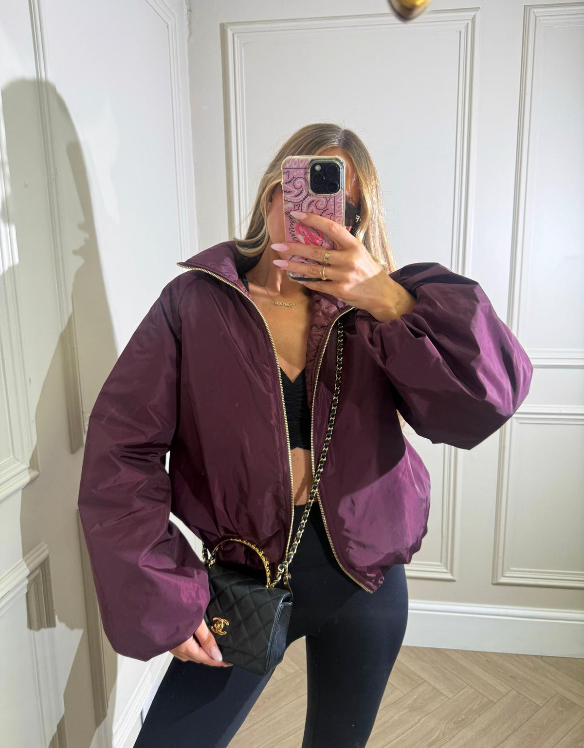Gold zip jacket - wine