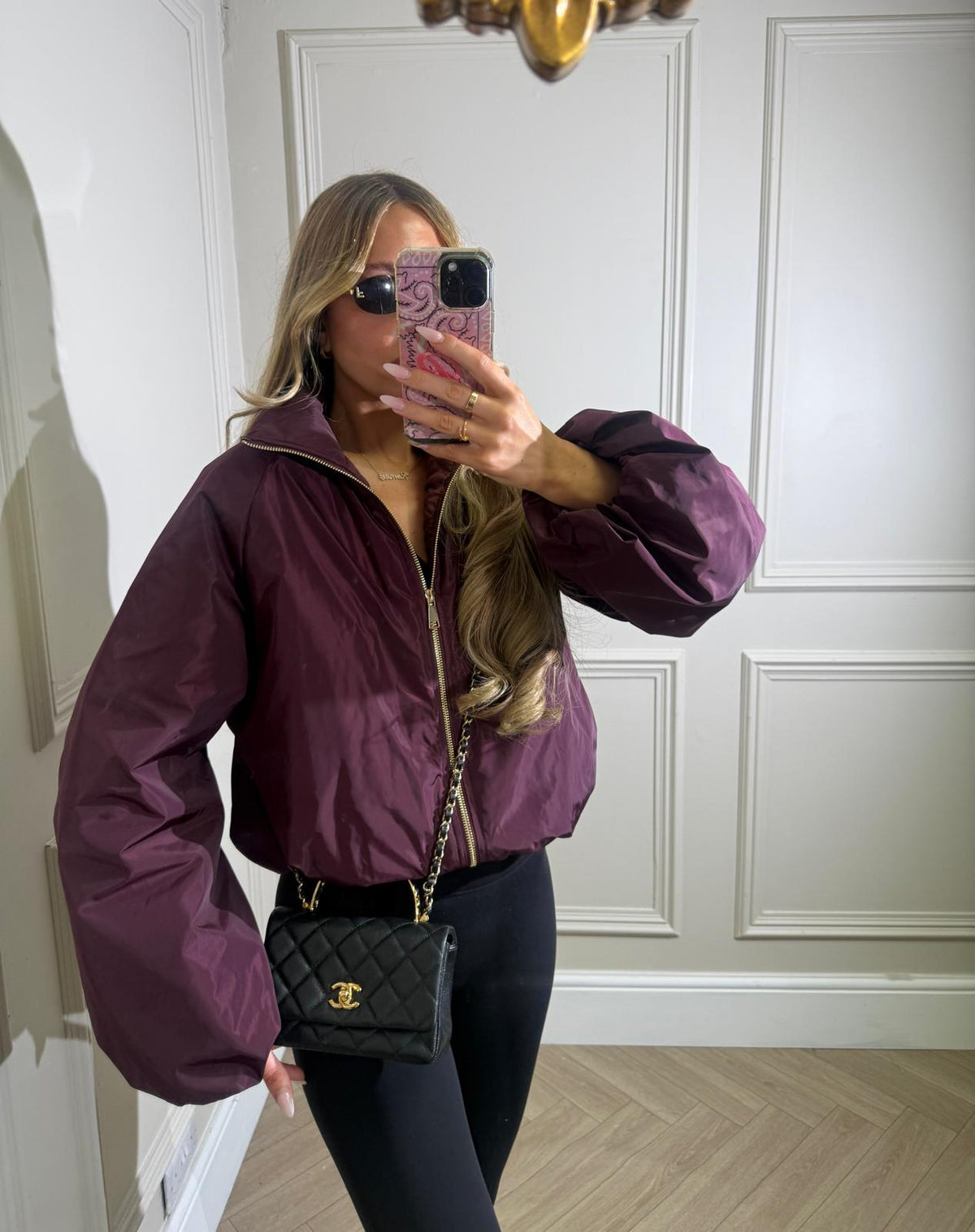 Gold zip jacket - wine