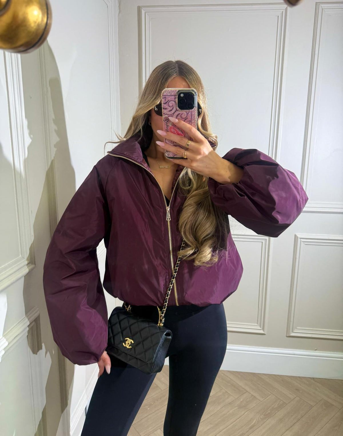 Gold zip jacket - wine